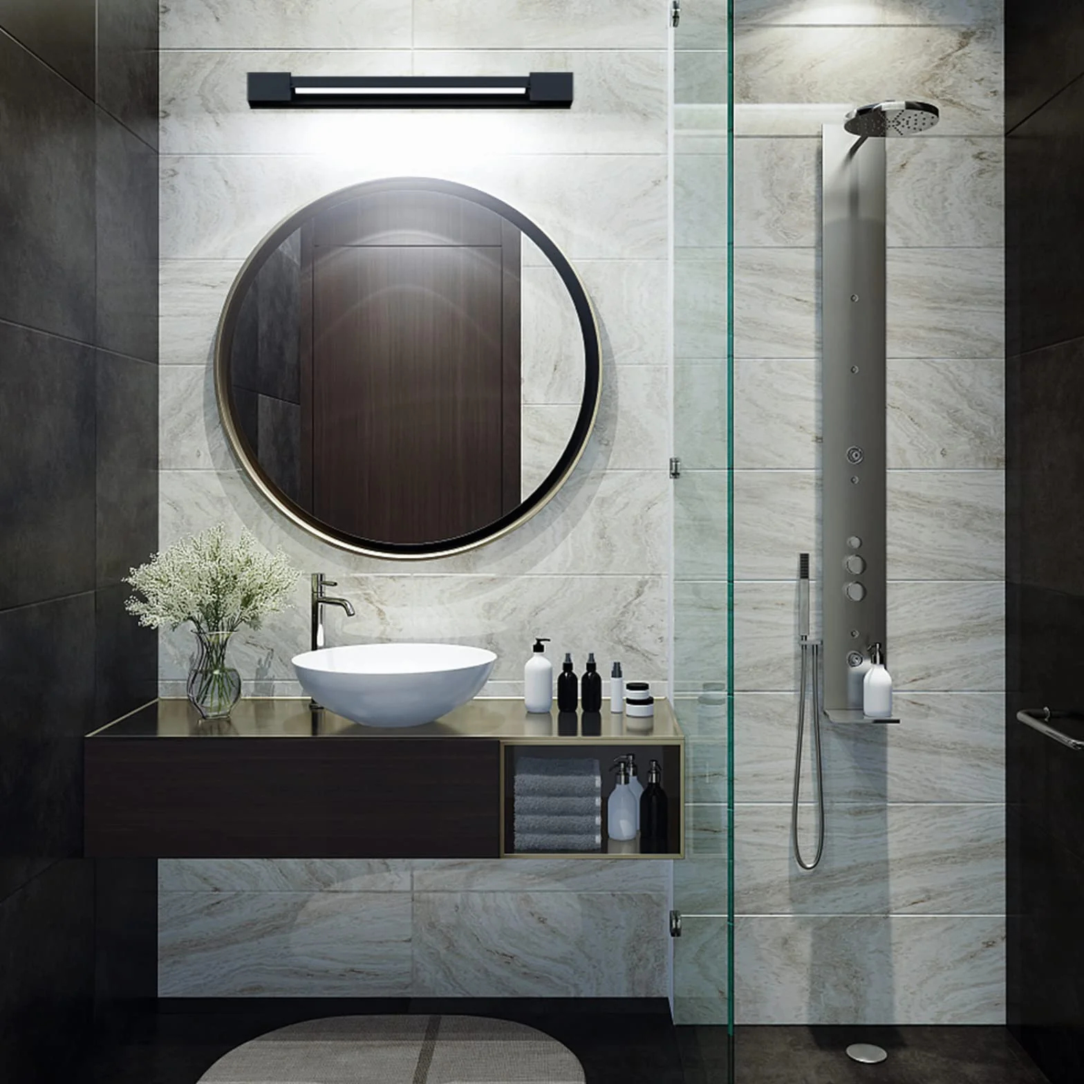 Lampada da Specchio Bagno LED 61cm Girevole 180° 24W 2400 Lumen IP44 Bianco Freddo 5000K