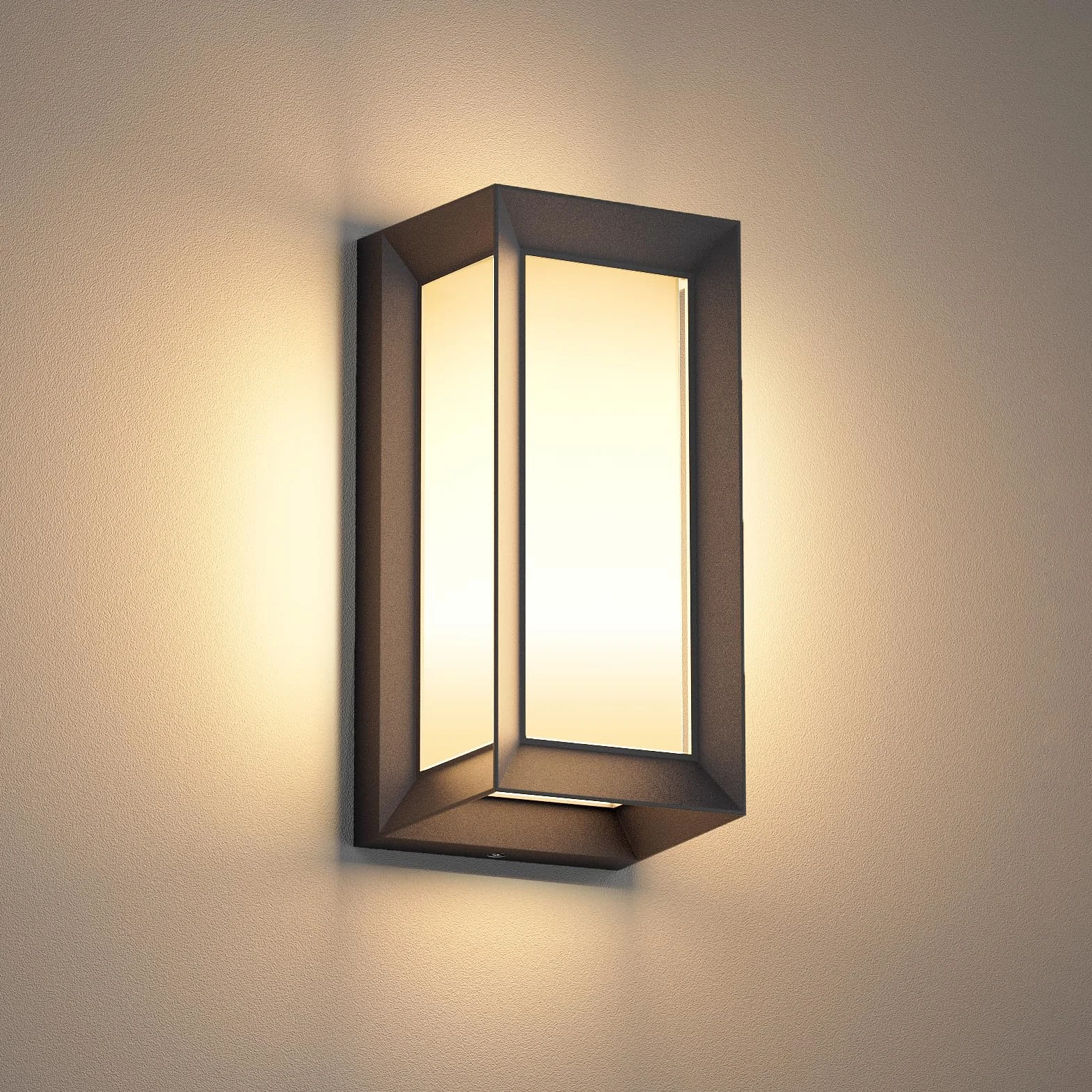 Klighten Apliques de Pared E27 Exterior Interior, Max 60W, IP65 Impermeable Luz de Pared, Moderno Lámpara de Pared para Entrada Terraza Ingresso, PC + Alluminio, Bombilla no Incluida, Negro