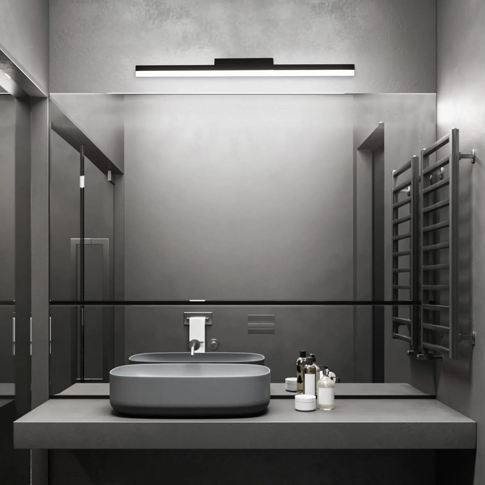 Lámpara de Espejo Baño LED 56 cm 14W 1200LM 230V IP44 Negro Blanco Frío 6000K