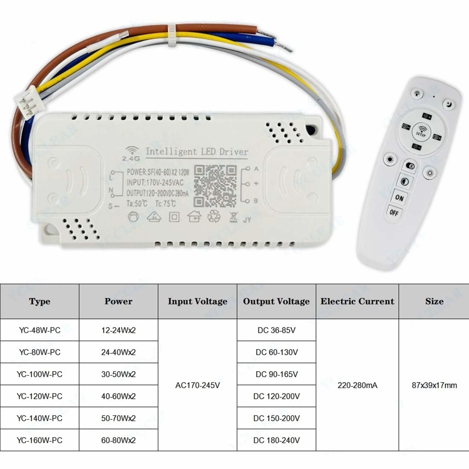 Controlador LED inteligente 2,4G regulable 12-24W 40-60W para lámpara de araña con mando a distancia