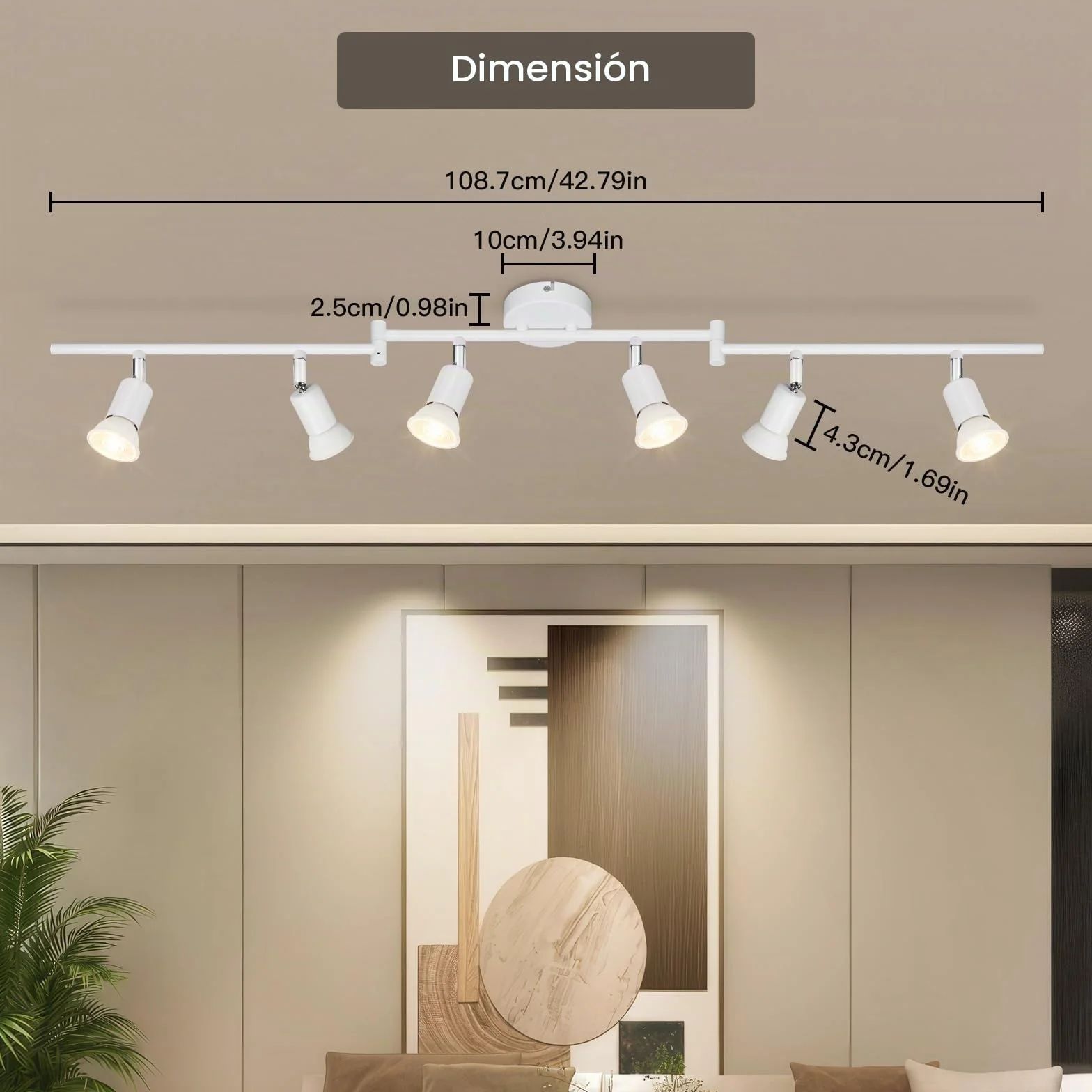 Lámparas de Techo LED 6 Focos Orientables GU10 Blanco Giratoria