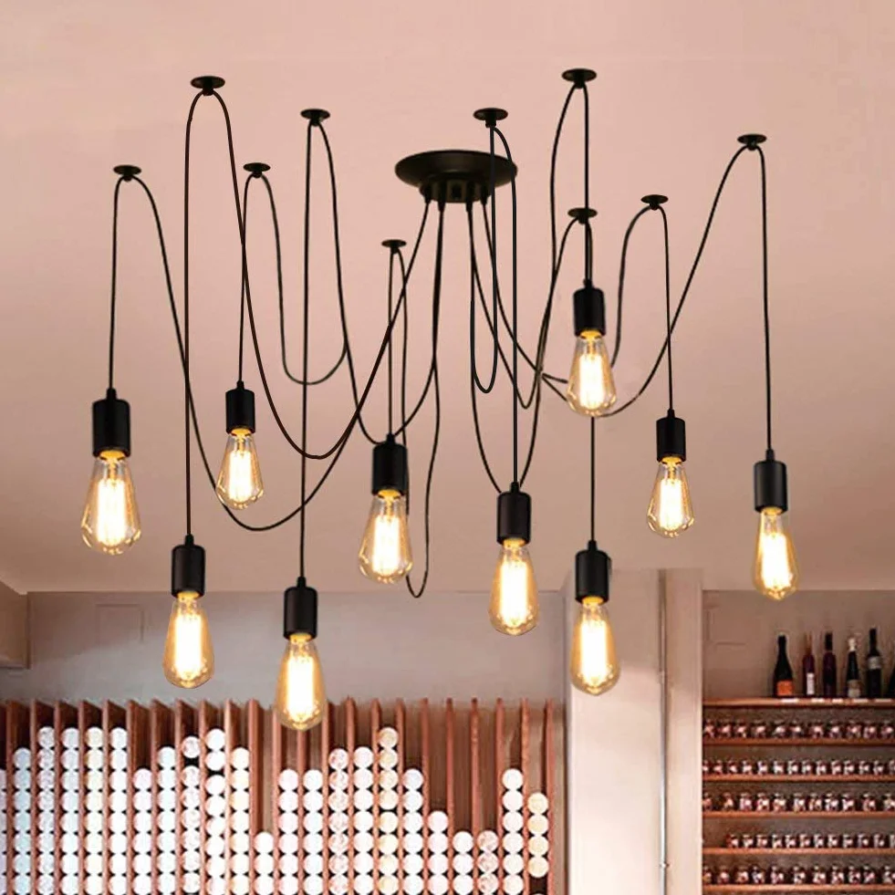 Lámpara de araña Vintage Techo Candelabro Iluminación Colgante E27 para Comedor Dormitorio Salón