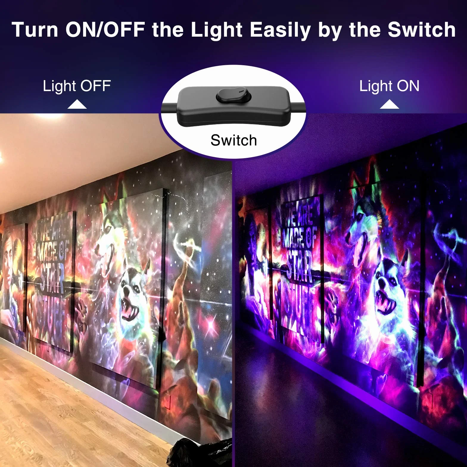 Onforu 2 Pack Luz UV 20 W, IP66 Impermeable Nivel UV-A, Foco Ultravioleta Fluorescente para Escenario Bar Club DJ Discoteca Fiesta KTV Pinta Corporal Acuario Halloween