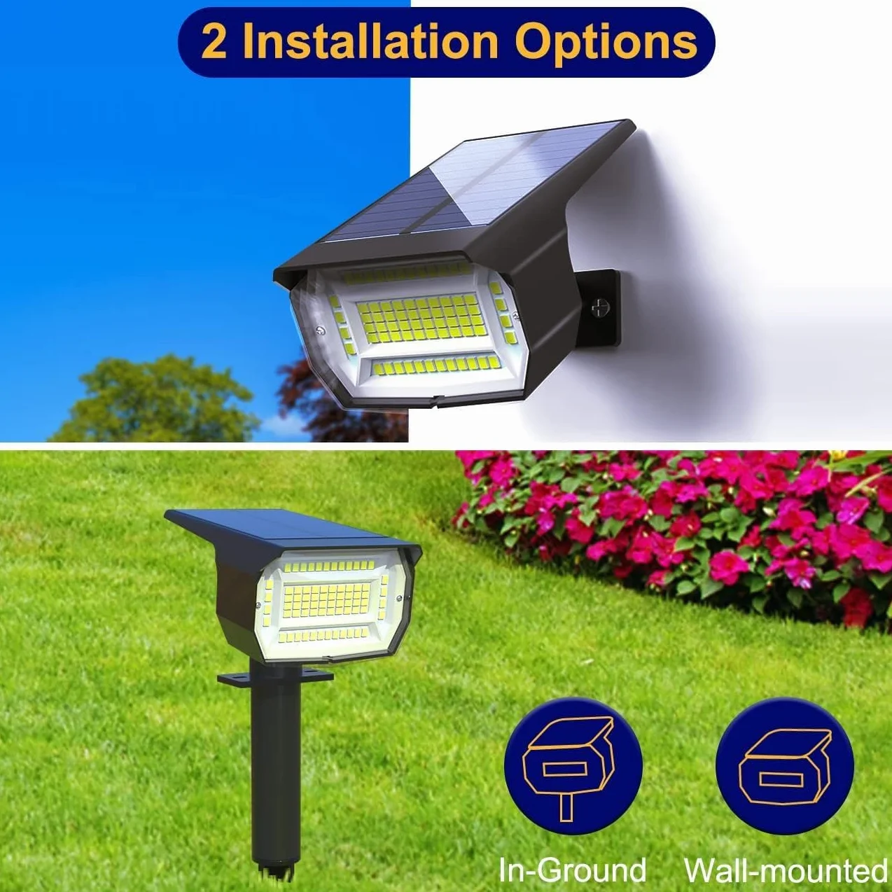 LOTMOS Luces Solares LED Exterior Jardin 4 Paquete 72LED IP65 Blanco Calido