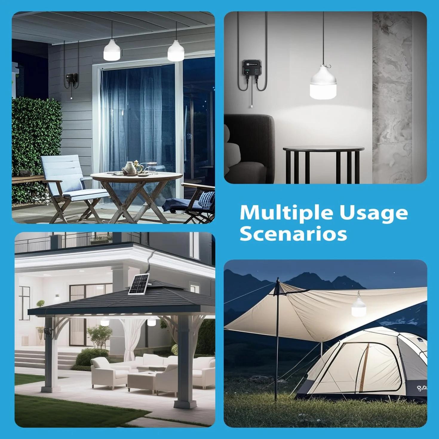 Aigostar- Luz LED Solar Exterior 70W, con Mando a Distancia y Caja de Almacenamiento de Energía, Cable de 11M, IP65 Impermeable, Lámpara Solar Exterior para Interior, Jardín, Cochera, Camping, Pesca