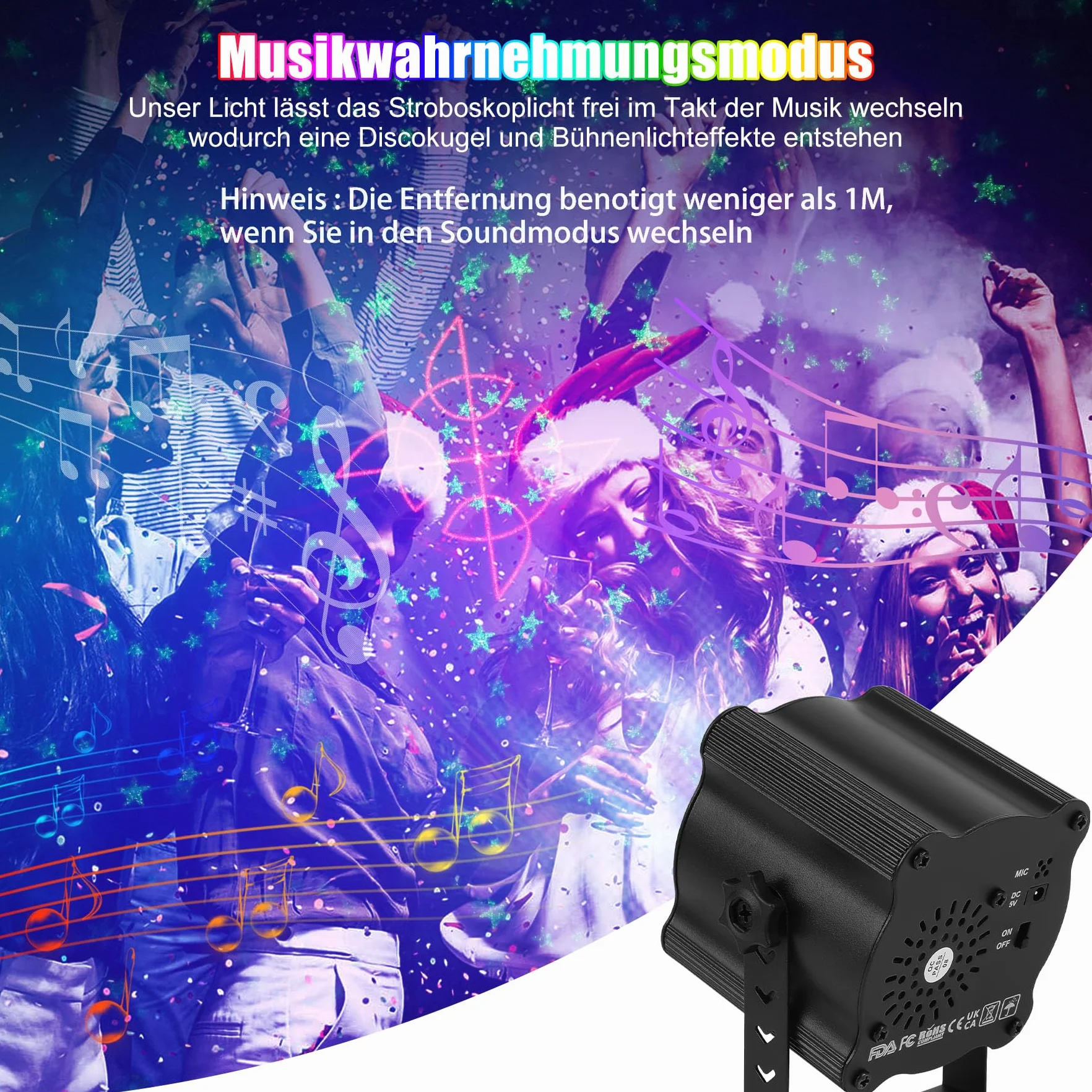 Bola de discoteca LED controlada por música, con mando a distancia, bola de discoteca con cable USB, función de temporización, luces RGB para fiestas