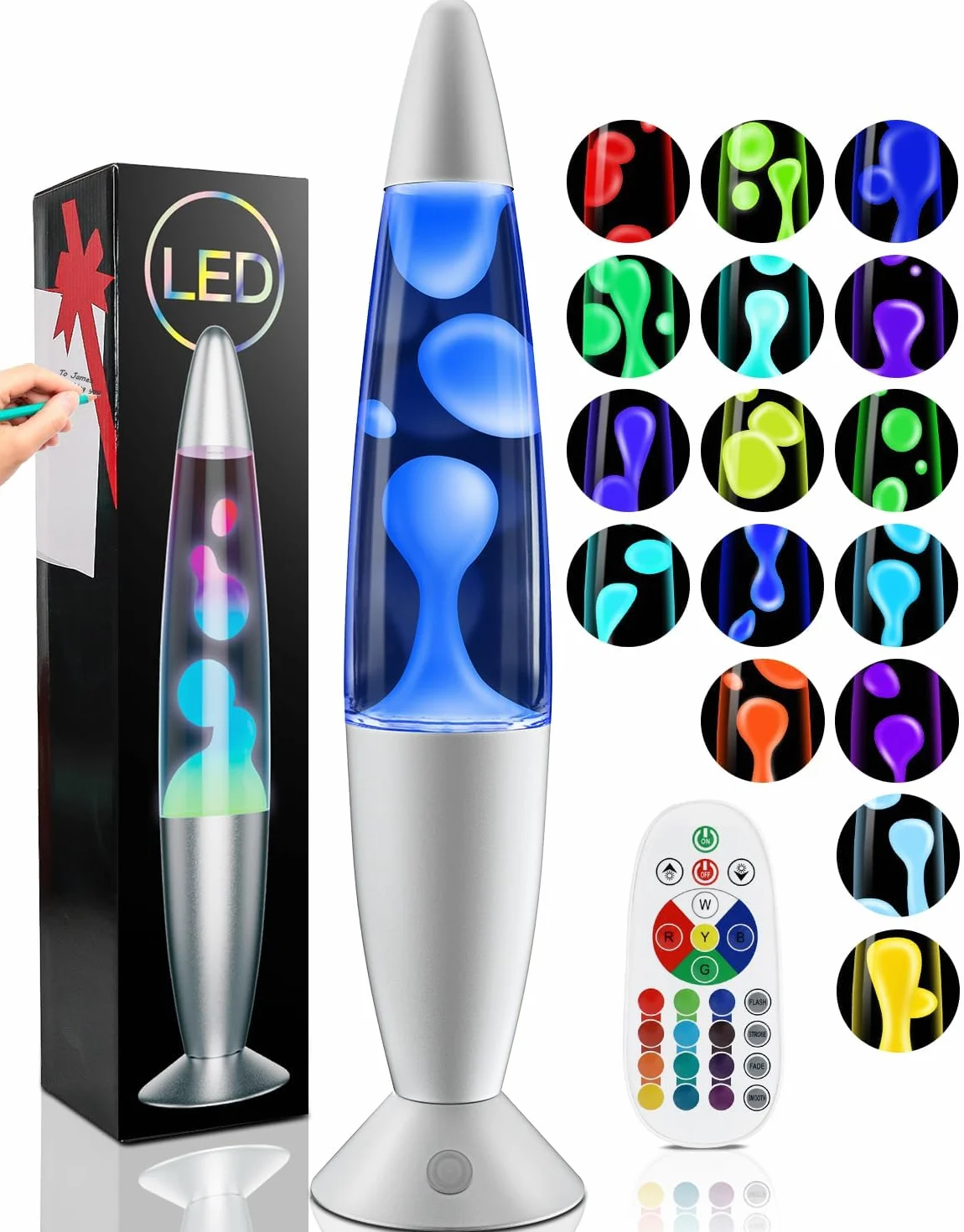 17 Colores Líquido Movimiento Lamp 34cm con Mando a Distancia para Adultos Decoración del Hogar, Dormitorio, Oficina, Navidad Cumpleaños San Valentín Regalo