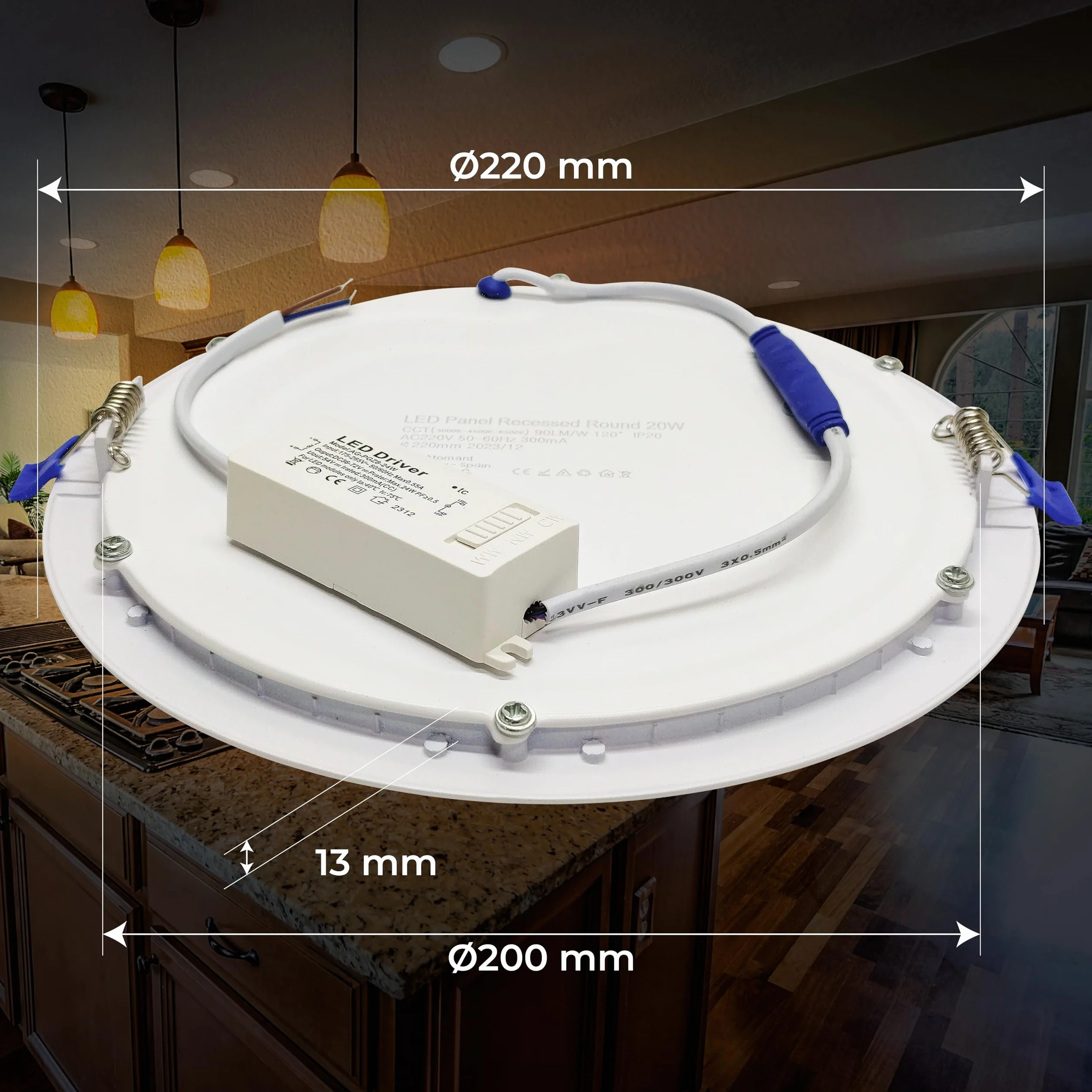 LED ATOMANT Pack 10x Downlight LED Panel Extraplano Redondo 220mm 20W CCT 1800 Lumenes Driver Incluido
