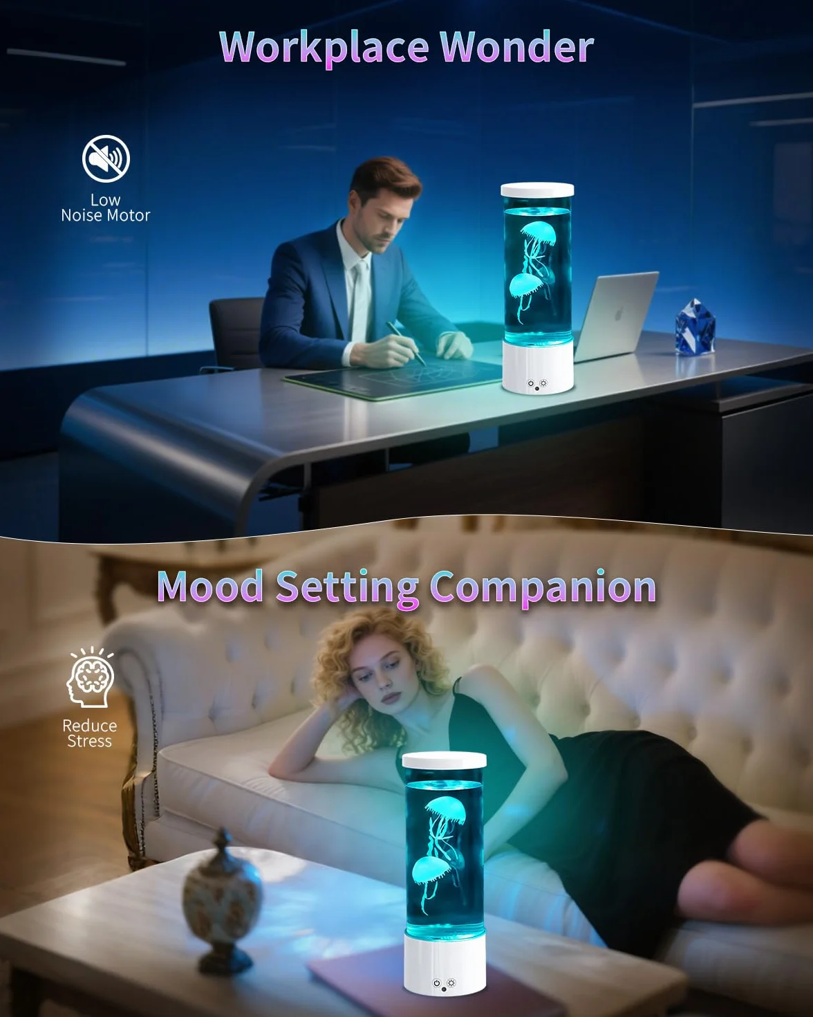 Lámpara de Lava Medusa Acuario USB con 17 Colores LED Control Remoto Luz Nocturna