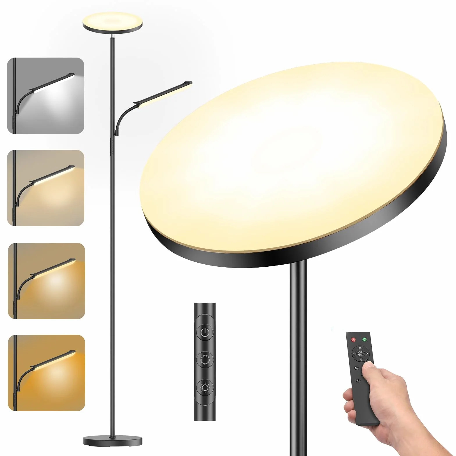 Lámpara de Pie LED Regulable 42W 4000LM para Salón con Luz de Lectura