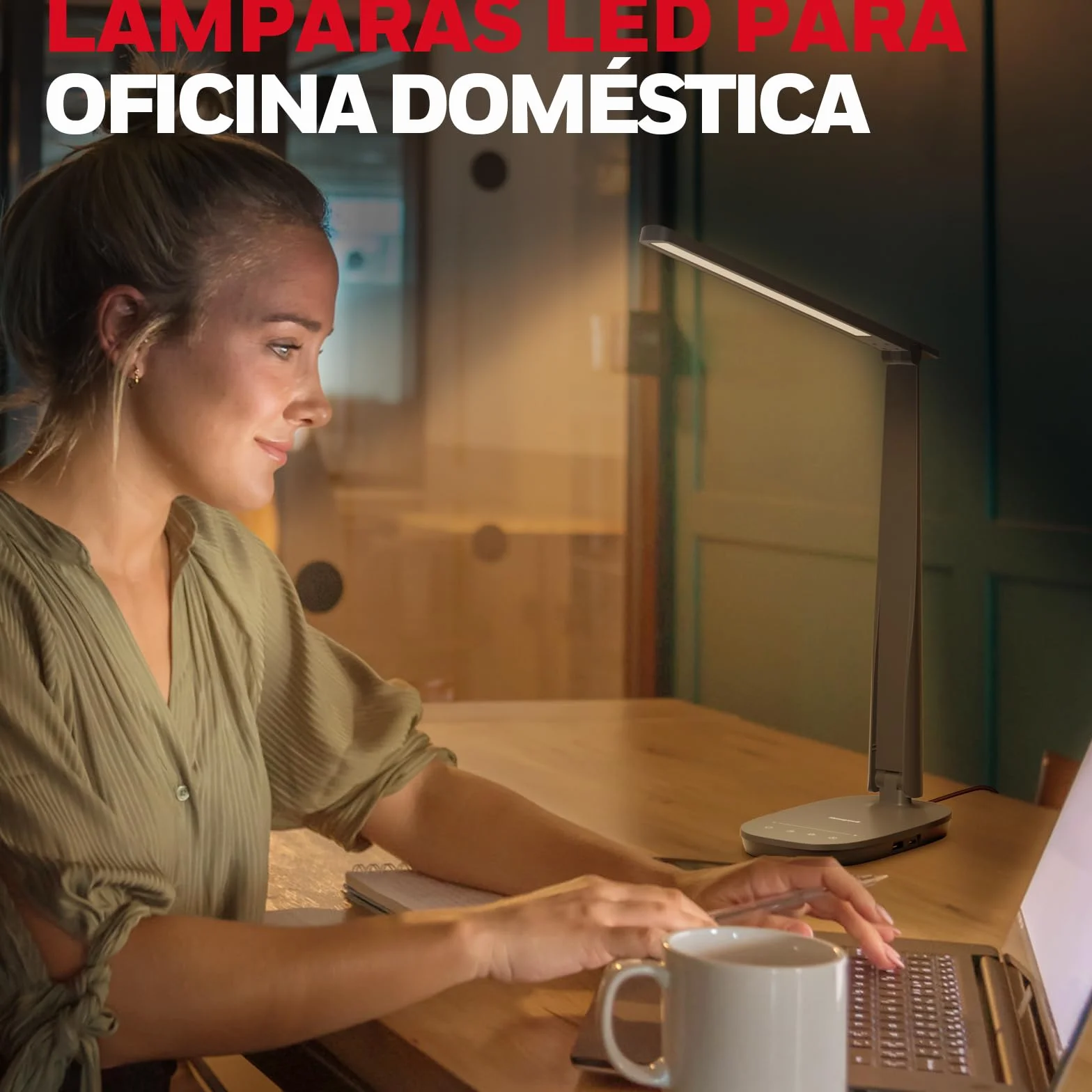 Honeywell HWT-H2 Lámpara de Escritorio LED, Luz de Espectro Completo CRI94, Lámpara de Mesa Regulable con Puertos USB-A y USB-C, Control Táctil, Lámpara Plegable para Oficina, Lectura y Estudio, Negro