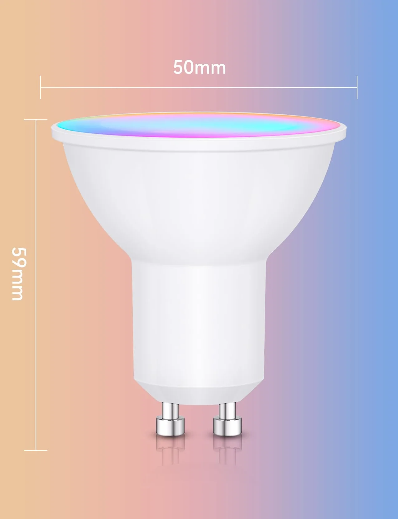 Aigostar Mesh- Bombilla inteligente Bluetooth Mesh, GU10. 2700K-6500K regulable, 6.5W, 555 LM. Bombilla LED inteligente compatible con Alexa y Google Home. Incluye mando a distancia y Gateway. 6Uds