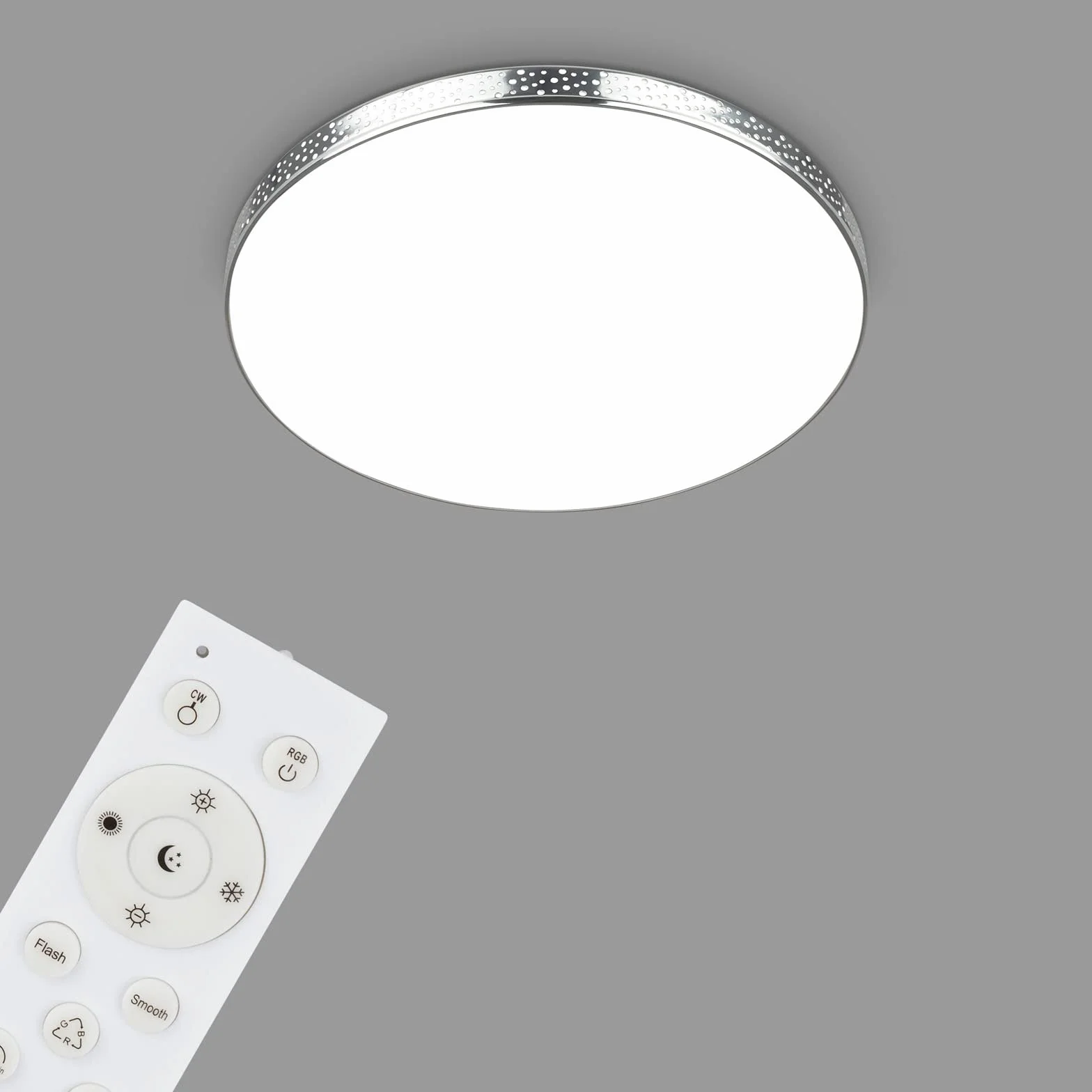 BRILONER Lámpara LED techo efecto brillo baño RGB IP44 temperatura color regulable cromo 355x65 mm