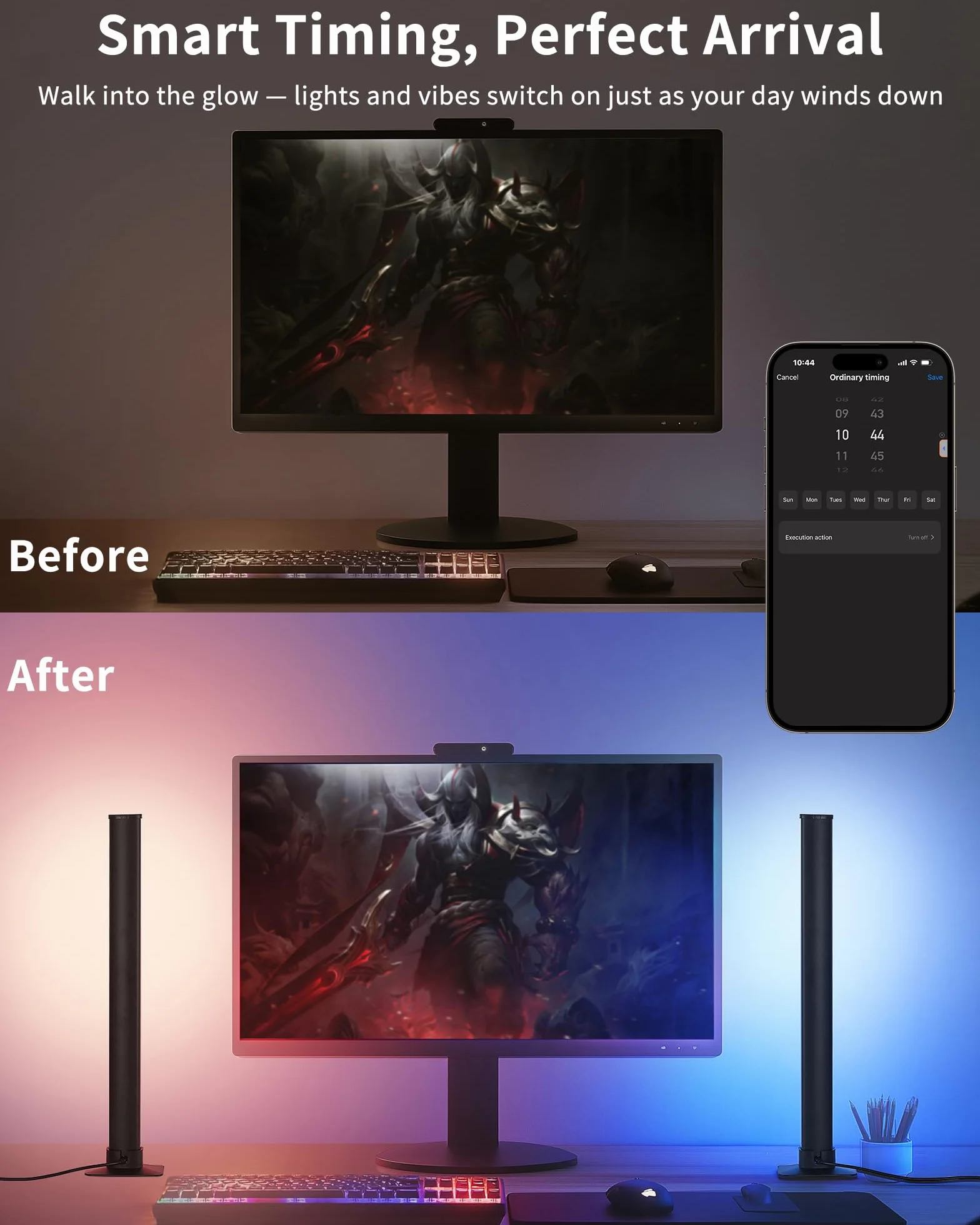 Barras LED RGB para TV y Gaming, 25cm Luces Inteligentes, LED TV Ambilight Sincronizado, Control por App, Decoración para Sala de Juegos e Idea de Regalo VYBE Desk