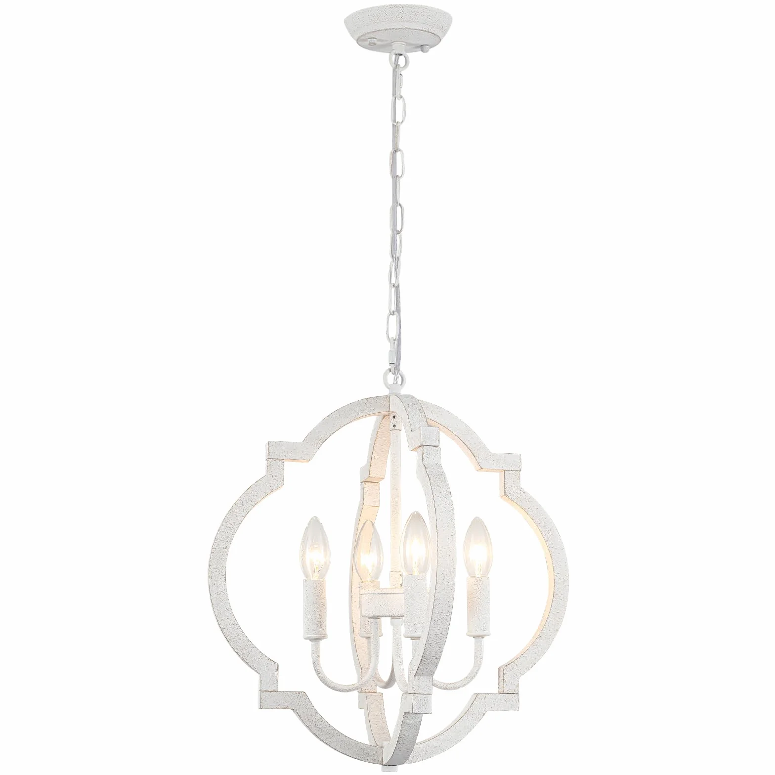 Lampara Araña 4-Luce Vintage Blanca Colgante Rustica Techo Salon Comedor Cocina