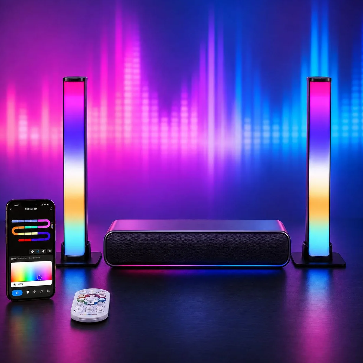 Barras LED RGB para TV y Gaming, 25cm Luces Inteligentes, LED TV Ambilight Sincronizado, Control por App, Decoración para Sala de Juegos e Idea de Regalo VYBE Desk