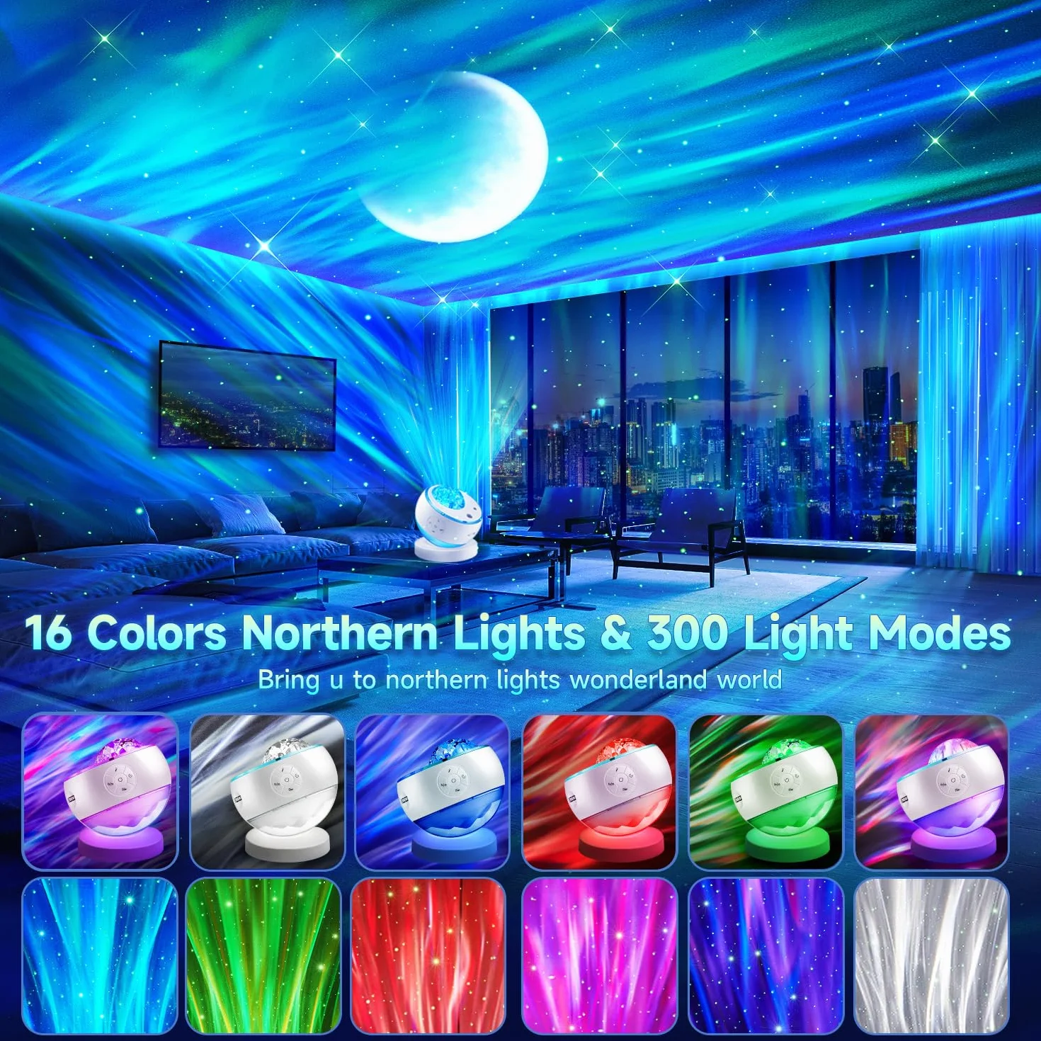 Proyector de Galaxias y Estrellas Real 15 Colores 360 Bluetooth con Control Remoto