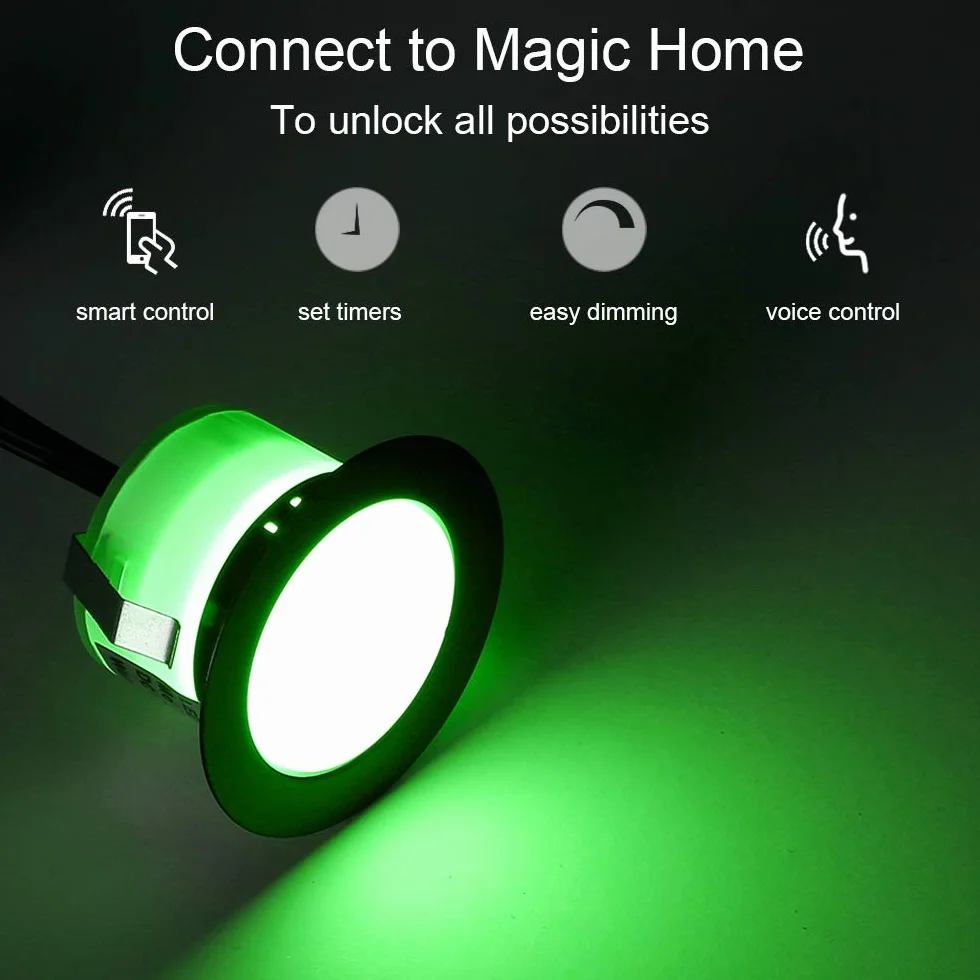 WiFi - Foco LED empotrable, exterior RGBW-GEYUEYA Home Ø45 mm 12 V RGB/blanco cálido, luces de terraza para Patio Path Steps de jardín con mando a distancia 24 teclas, lote de 30