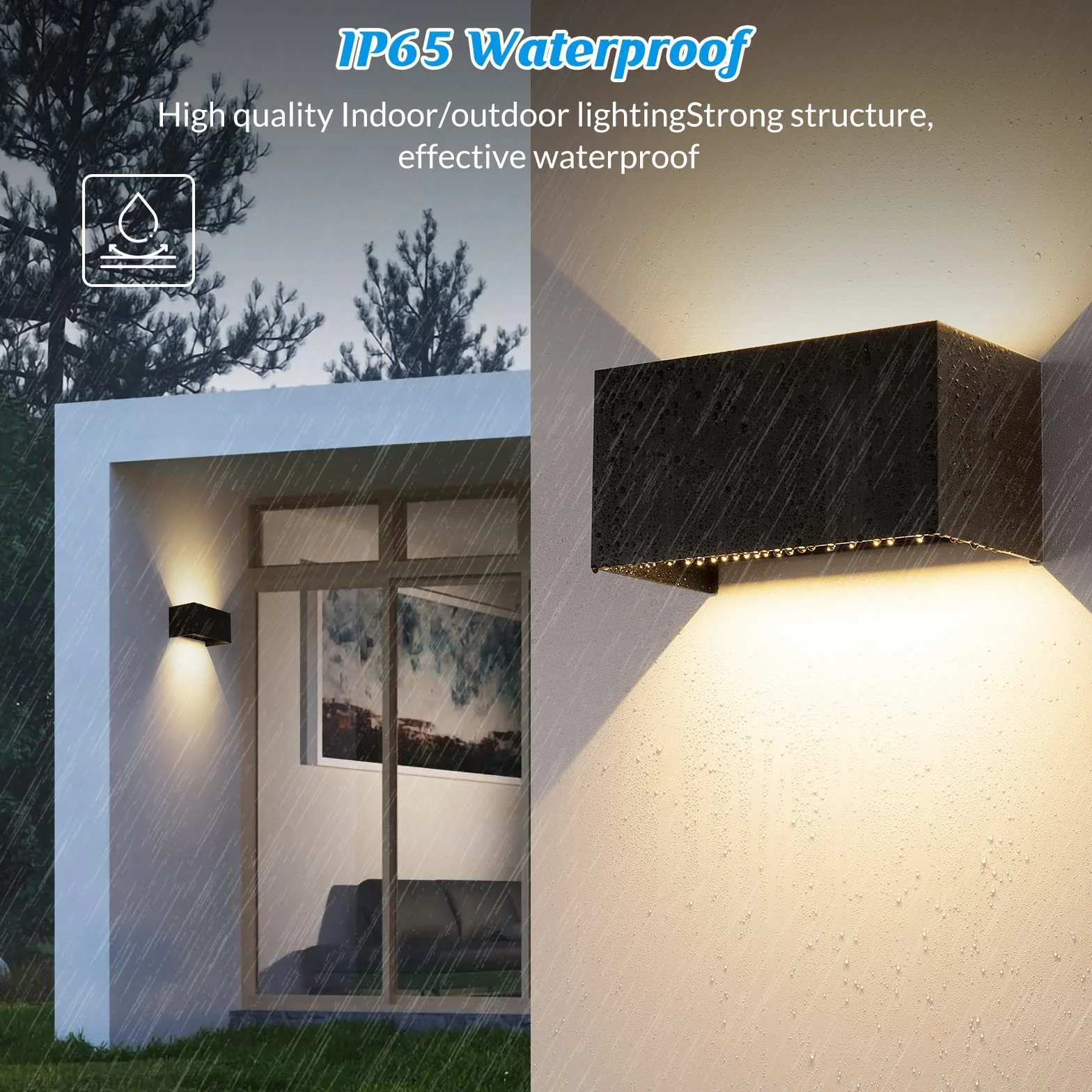 4 Piezas 24W Apliques Pared Exterior/Interior 3000K Bianco Caldo Aplique de Pared Ángulo de haz Ajustable Aplique Pared Interior Impermeable IP65 Negra Aplique Exterior Pared