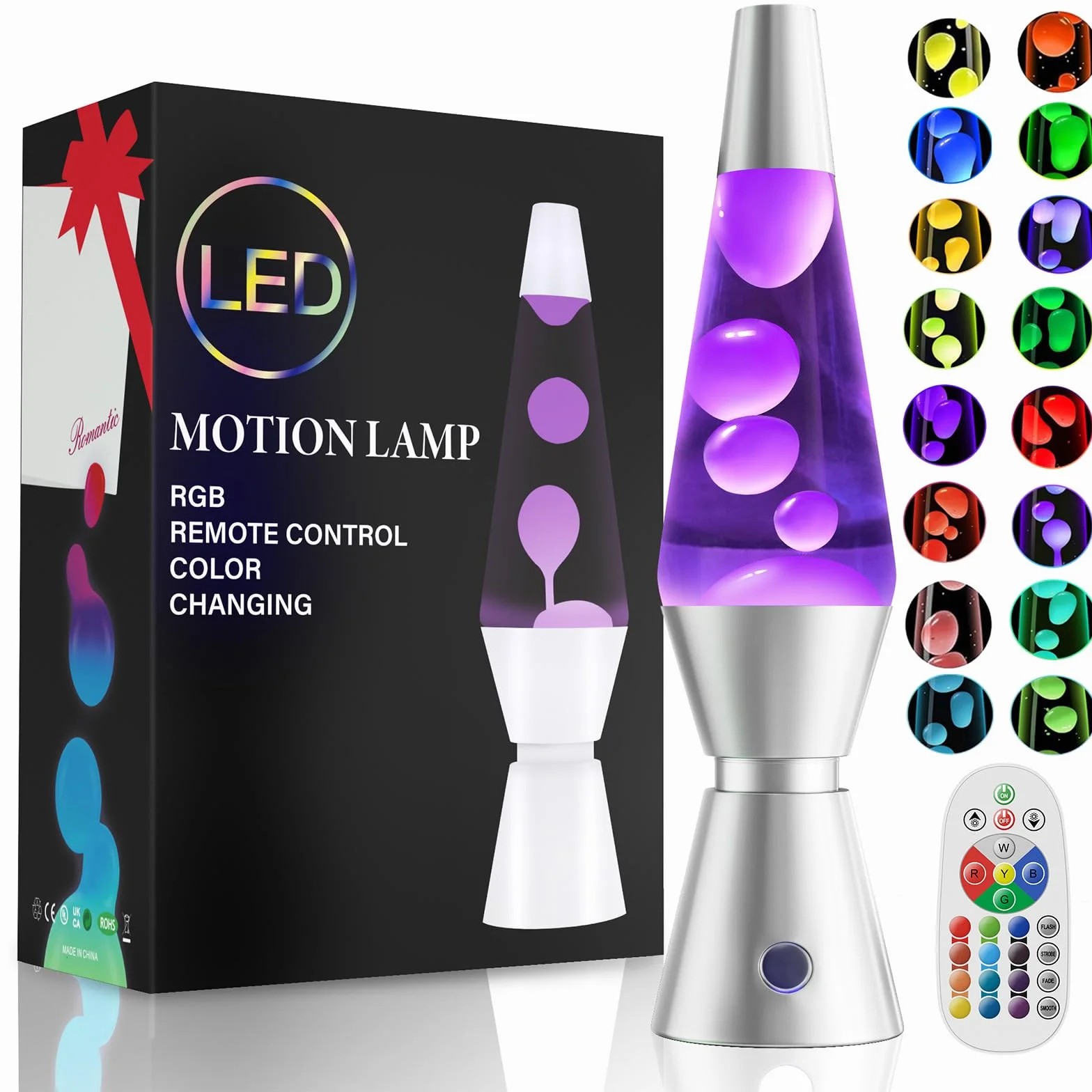 AONESY Lámparas grandes de lava negras con control remoto: Lámpara de lava para niños con 17 cambios de color controlables | Lámpara de purpurina grande rojo/azul/verde/naranja | Lámpara de lava