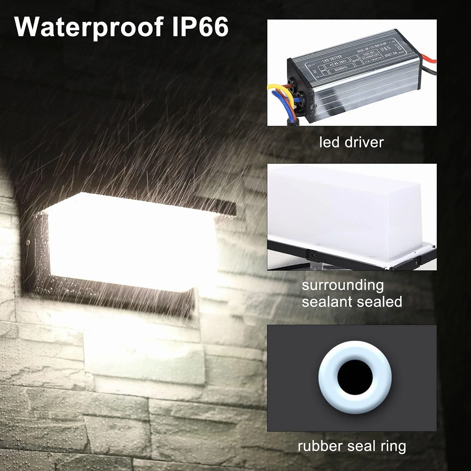 Aplique Pared Exterior 18W Lampara Exterior Pared Impermeable IP66 Negro LED Aplique de Pared,Luz de Pared Moderno para Jardines Pasillo Terraza, 1800Lumen-Neutro Blanco 4500K