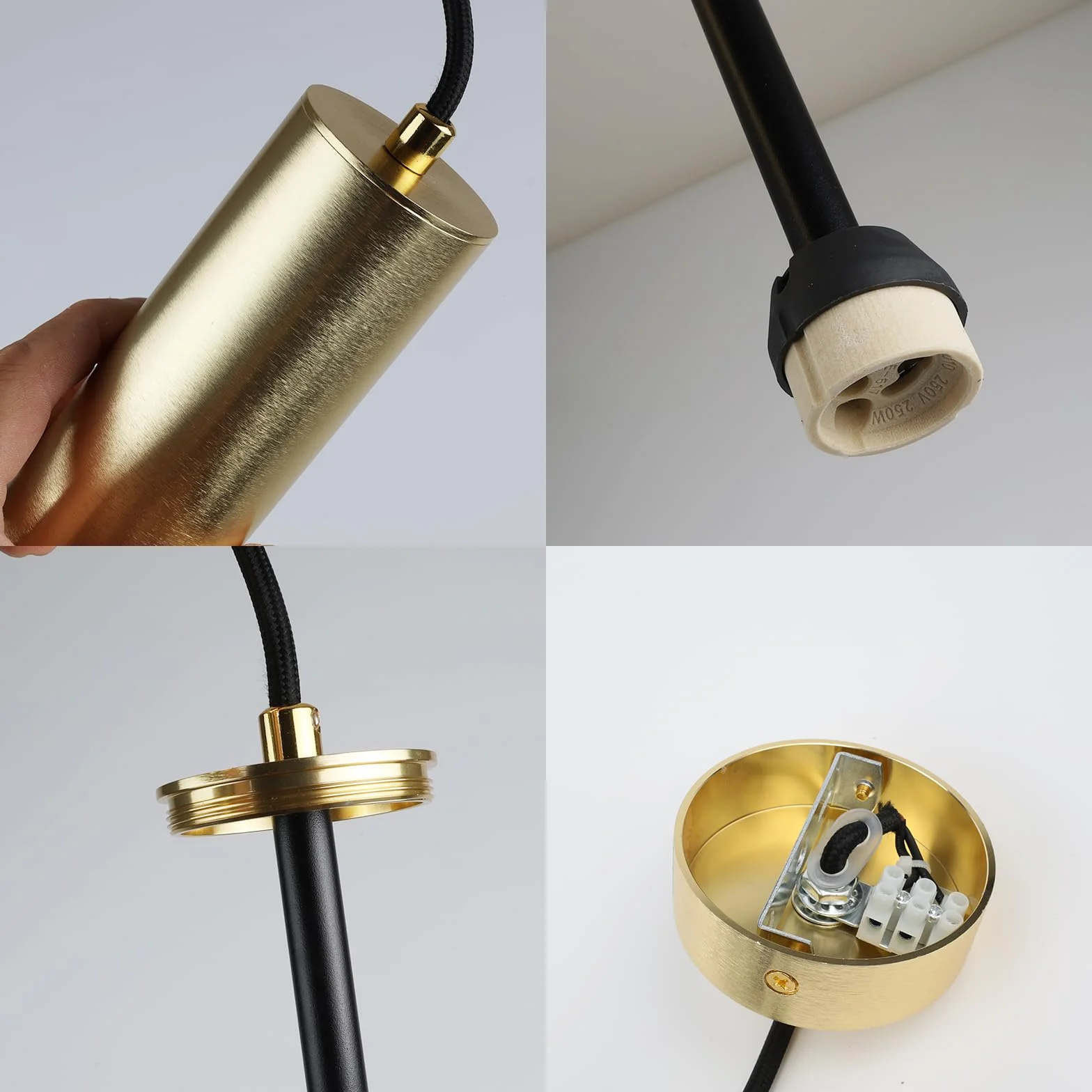 Alpinaluz Lámpara Colgante Tubular de Aluminio 20 cm GU10 120 cm Pack 2 Dorado