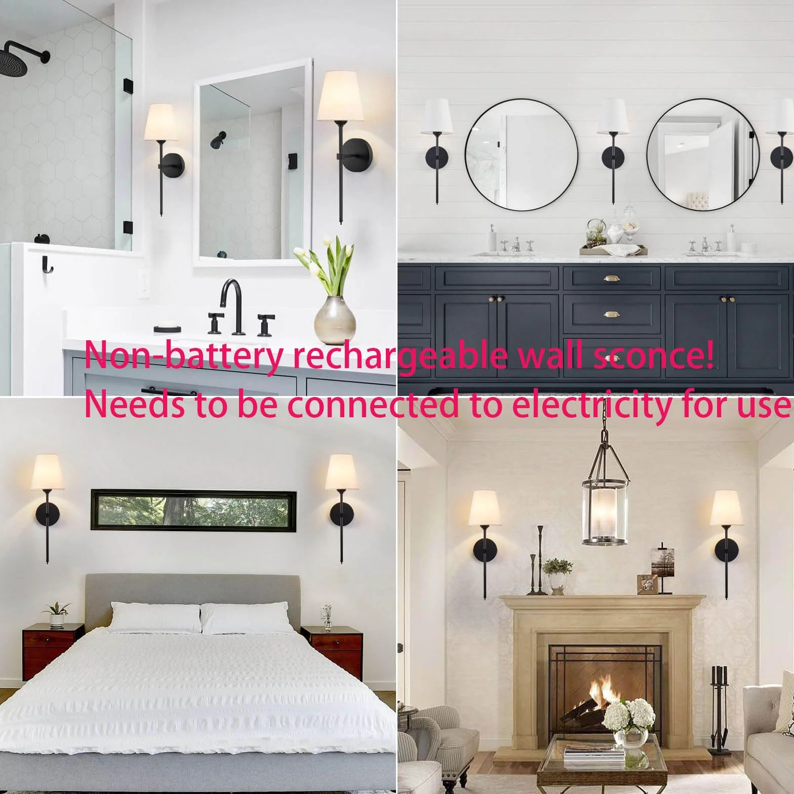 KUAUGST - Juego de 2 apliques de pared industriales retro, apliques de cambiador de baño, iluminación de pared con visualización de tela blanca, adecuado para recámara, sala de estar, pasillo y cocina