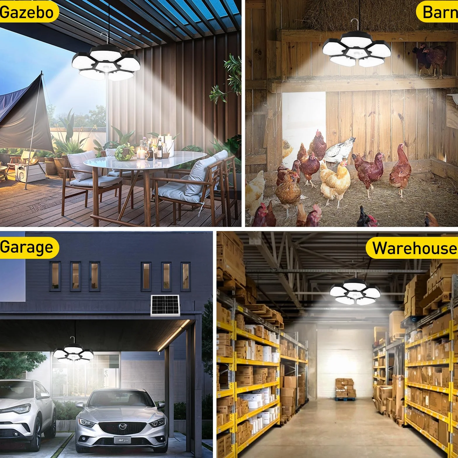 T-SUNUS Lámparas Solares Colgantes Exterior, Luz Solar Exterior Interior Sensor Movimiento, 5 Modos Iluminación Temporizador Memoria 4 Brillo IP65 Impermeable, para Terraza Casa Garaje Balcón Jardín