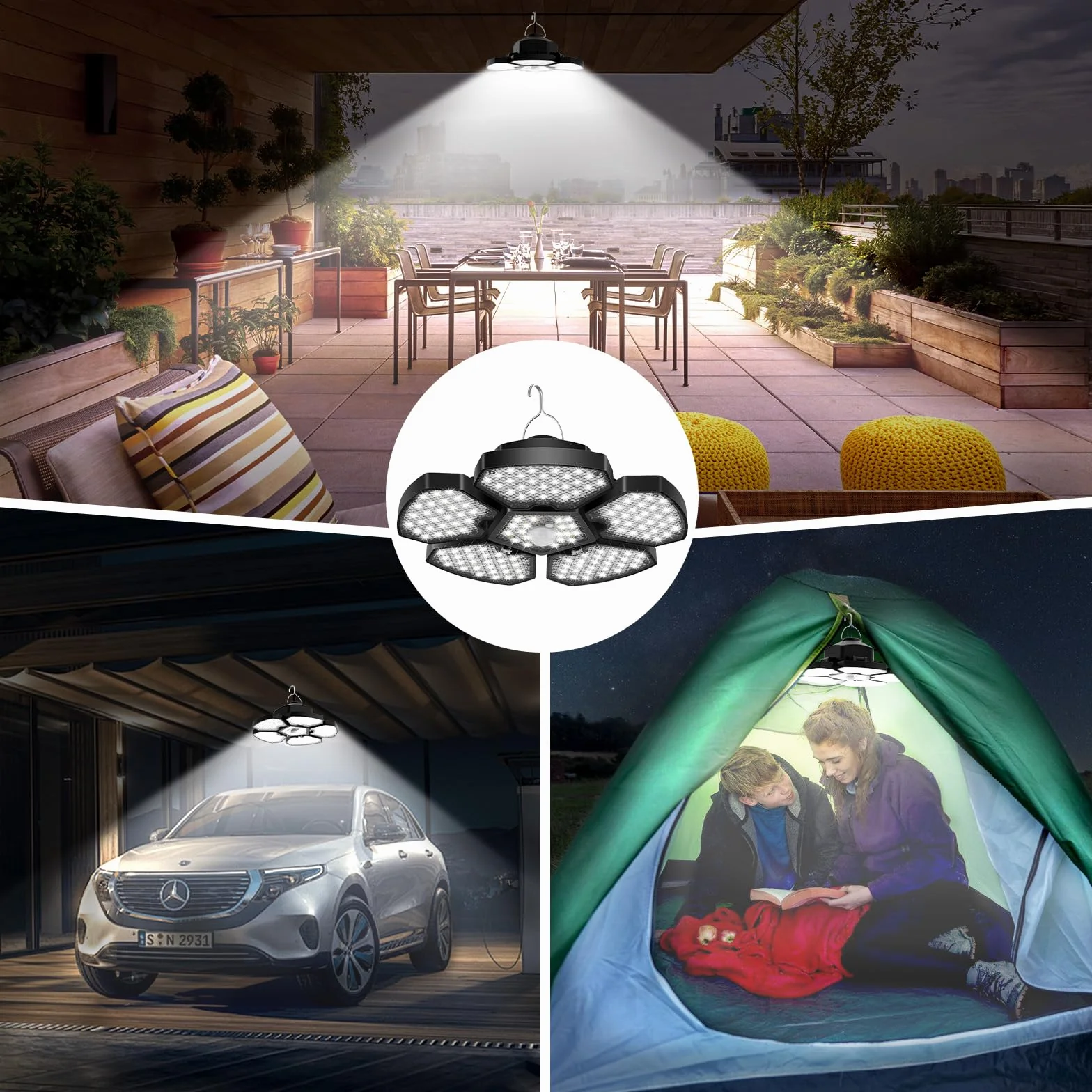 NATPOW Lámparas Colgantes Solares Exterior con Sensor Movimiento, Luz Solar Exterior con Mando Distancia, Lámpara Colgante Interior, 4 Brillo,Temporizador, Cable 5m para Casa Jardín Garaje Balcón