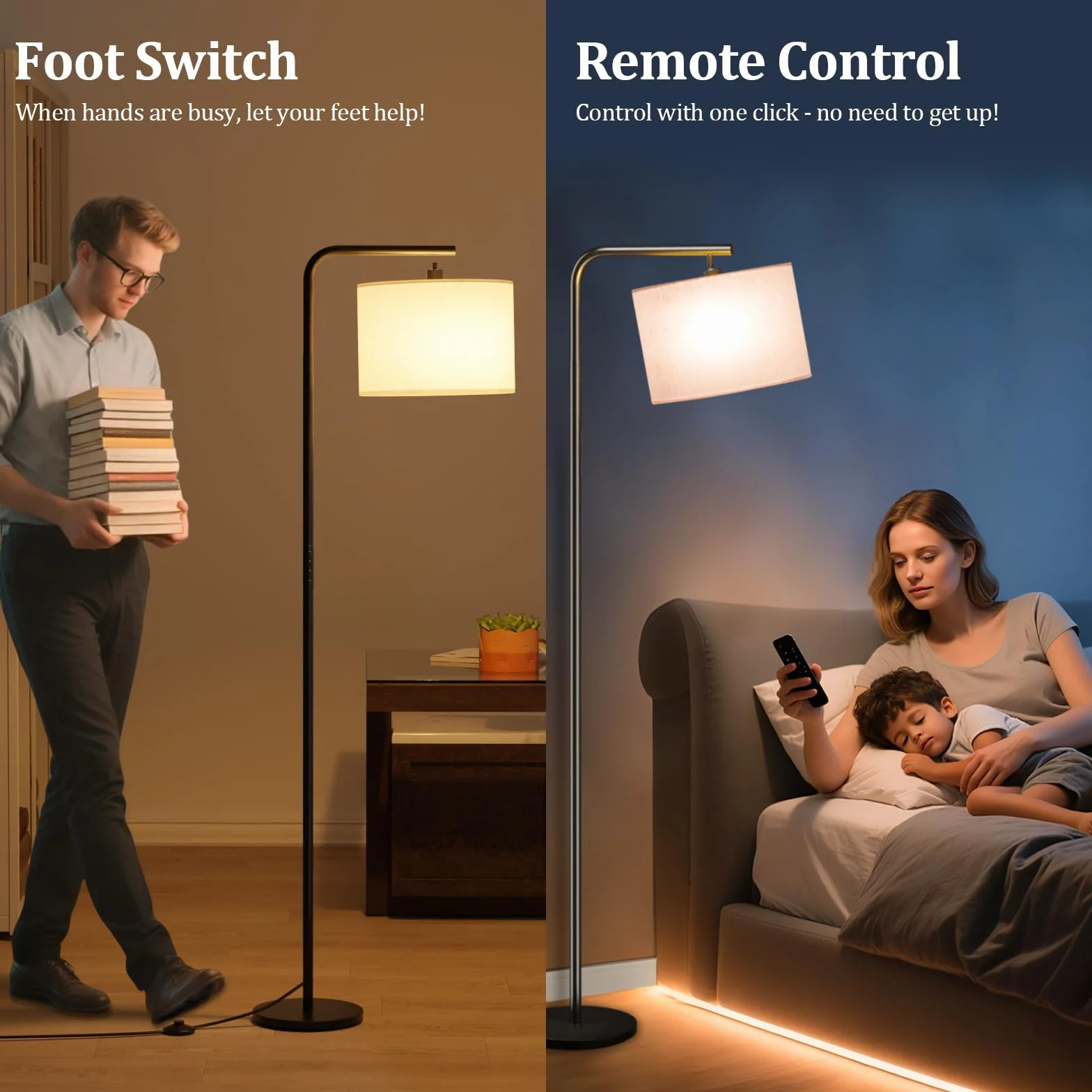 Lampara de Pie LED 8W Regulable 11 Temperaturas Control Remoto Salon Estudio Dormitorio