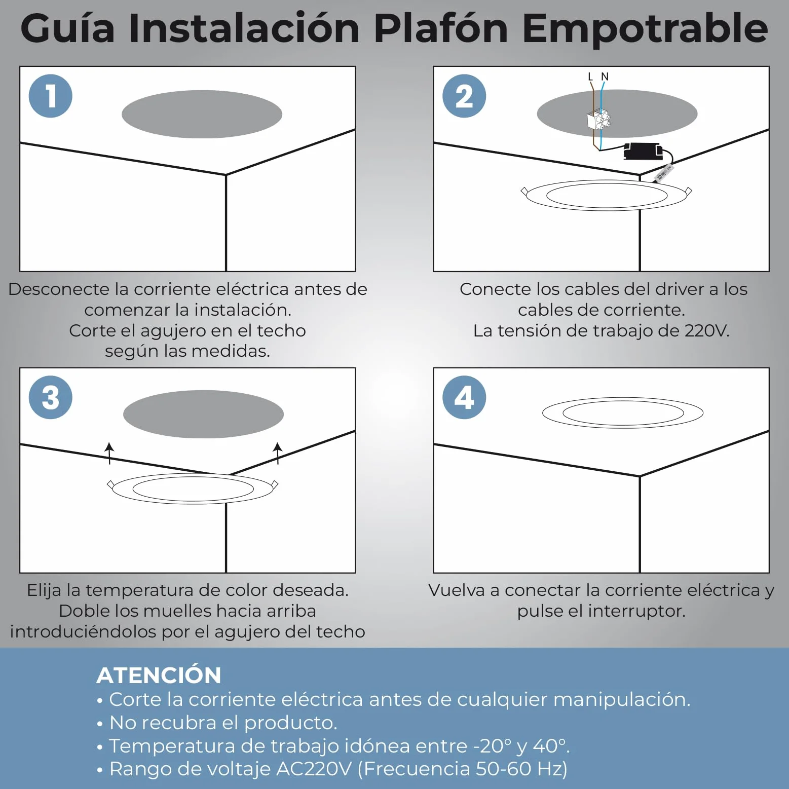 LED ATOMANT Pack 10x Downlight LED Panel Extraplano Redondo 220mm 20W CCT 1800 Lumenes Driver Incluido