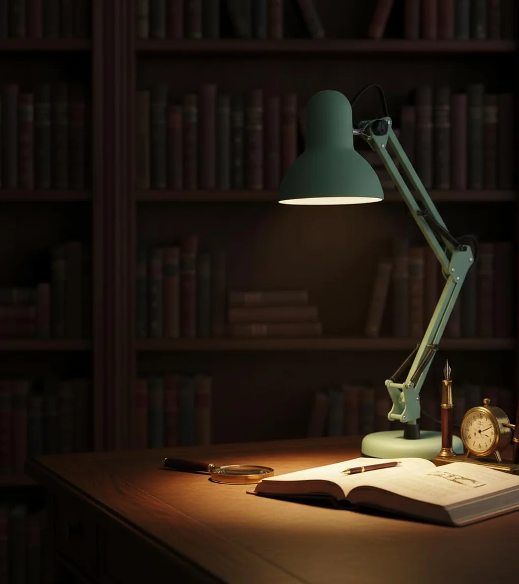 BEL AIR HOME - Lámpara de Escritorio LED Articulada Flexo Antigona | Diseño Vintage Retro | Altura Ajustable 34-67 cm | Metal Resistente | Ideal para Oficina y Hogar, (VERDE MATE)