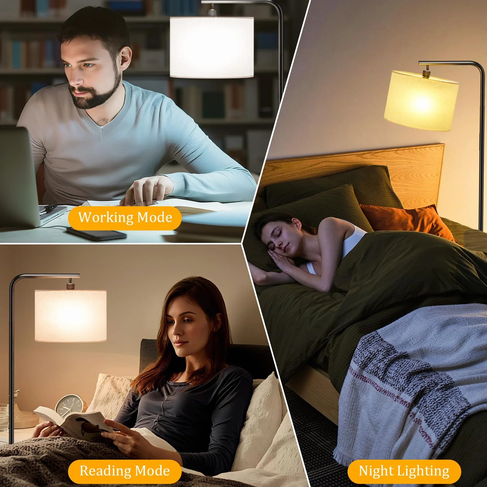 Lampara de Pie LED 8W Regulable 11 Temperaturas Control Remoto Salon Estudio Dormitorio