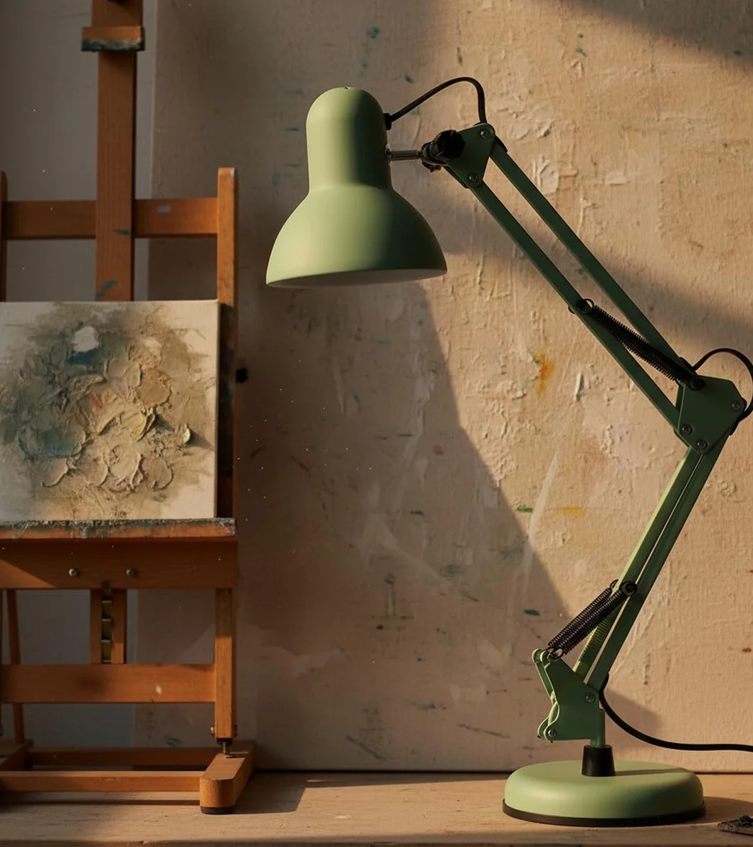 BEL AIR HOME - Lámpara de Escritorio LED Articulada Flexo Antigona | Diseño Vintage Retro | Altura Ajustable 34-67 cm | Metal Resistente | Ideal para Oficina y Hogar, (VERDE MATE)