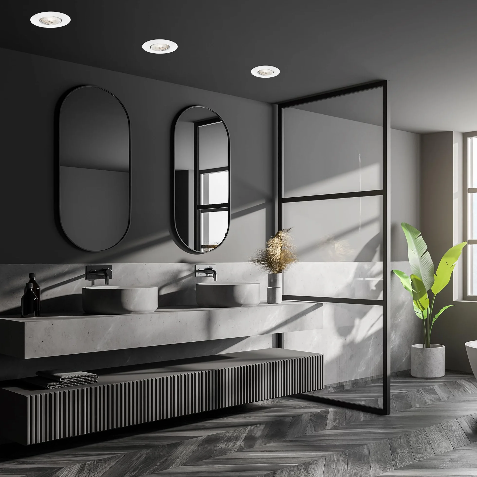BRILONER - Juego de 3 focos LED empotrables 230V, focos LED baño IP65, focos de techo regulables sin escalonamiento, focos LED, focos de techo, lámpara de baño, blanco, 90x42 mm (DxH)