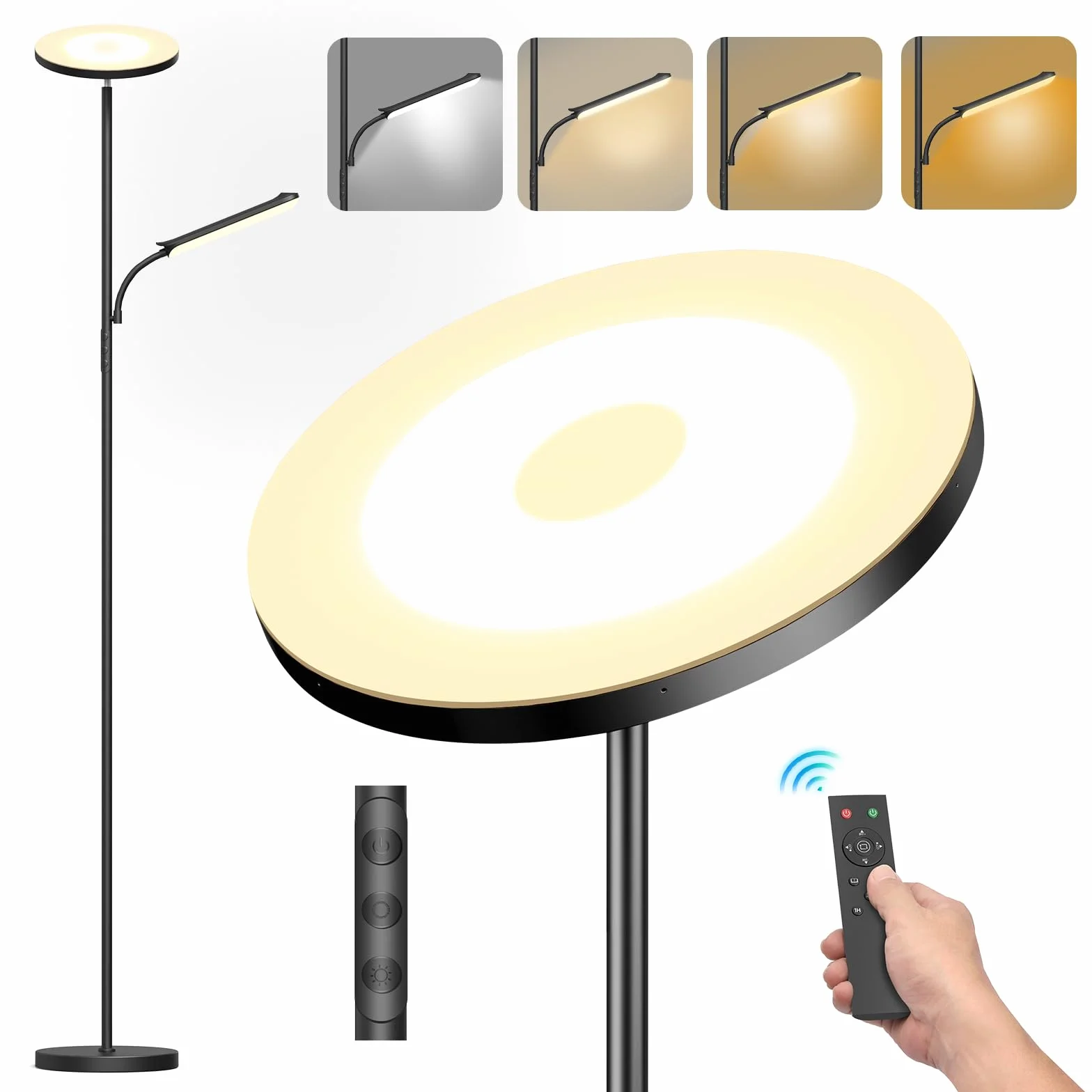 Lámpara de Pie LED Regulable 42W 4000LM 2700K-6500K Control Remoto Táctil
