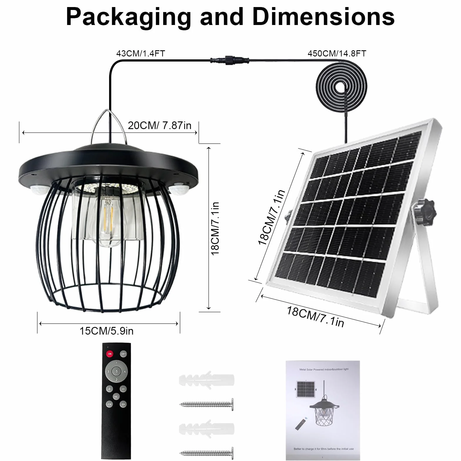 CREATESTAR Lámpara Solar Colgante Exterior, Luz Solar Exterior con Mando a Distancia, IP66 resistentes al agua, Lámparas Colgantes Solares para Jardín Terraza Patio Garaje Balcón Pabellón
