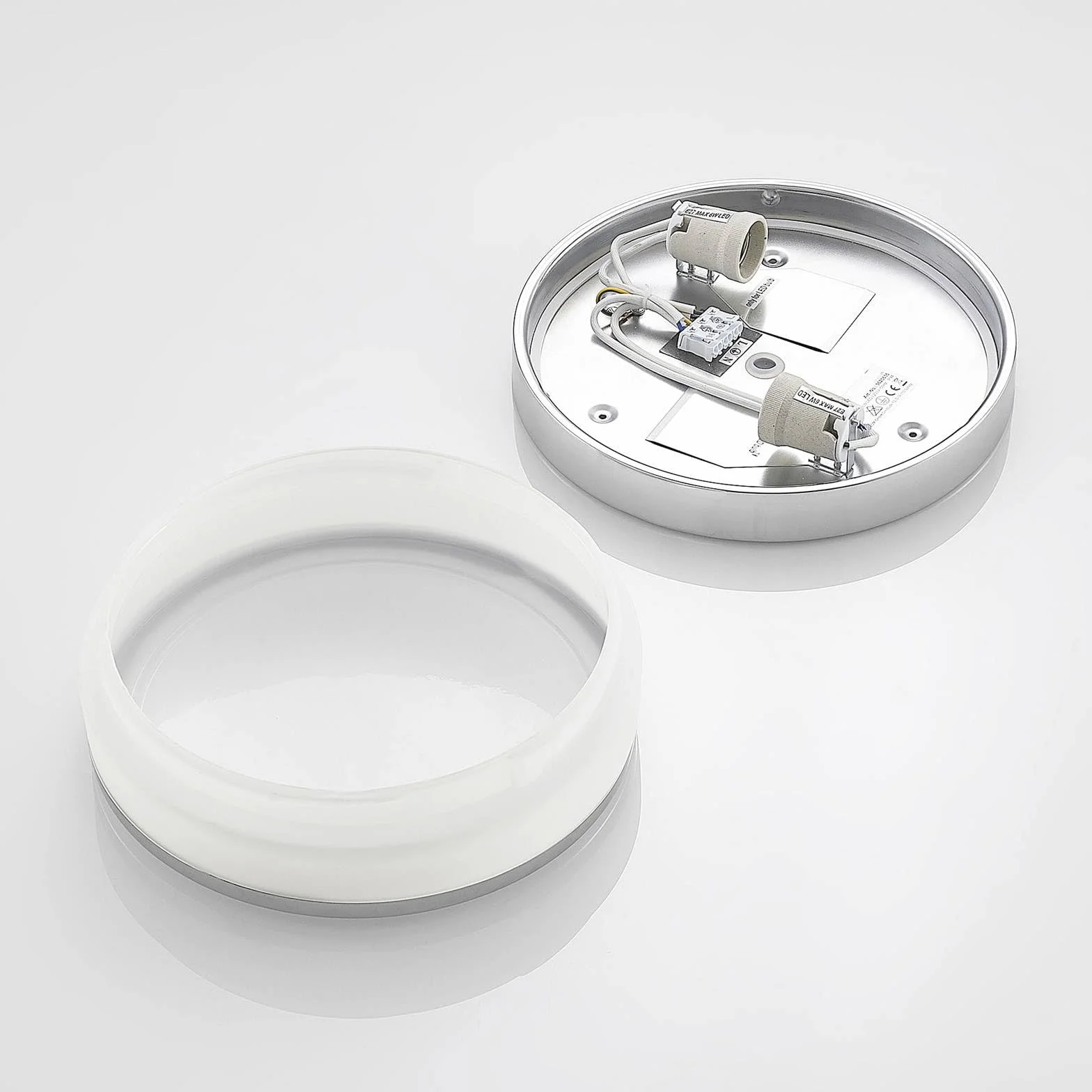 Lindby Lámpara de techo Flavi Plateado Vidrio 2 llamas E27 para Cuarto baño