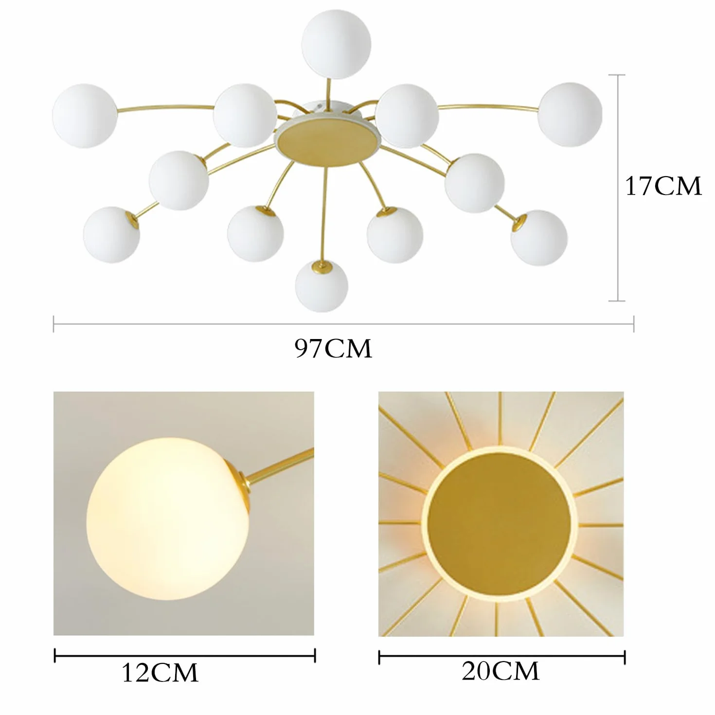 Lampara Techo Industrial Dorado 12 Luces Sputnik Araña G9 Vintage