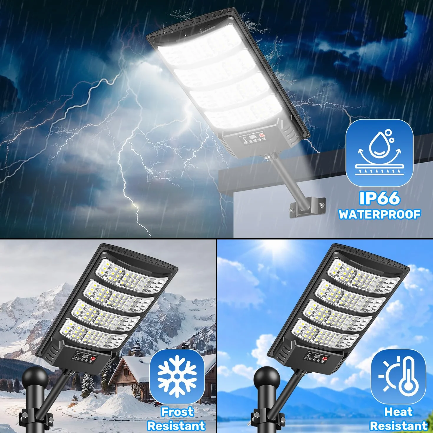 LEKIA Farolas Solar Exterior, 1000W Potente Focos LED Solares con Sensor de Movimiento y Mando a Distancia, 6500K Luz Solar IP66 Impermeable Luces Solares para Jardín Patio Aparcamiento, 2 Paquetes