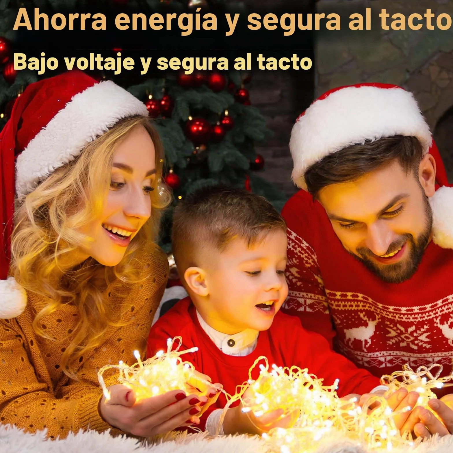 Quntis Luces Navidad Exterior 100M 1000LEDs Blanco Cálido IP44 8 Modos Función Memoria Cadena Luz Decoración