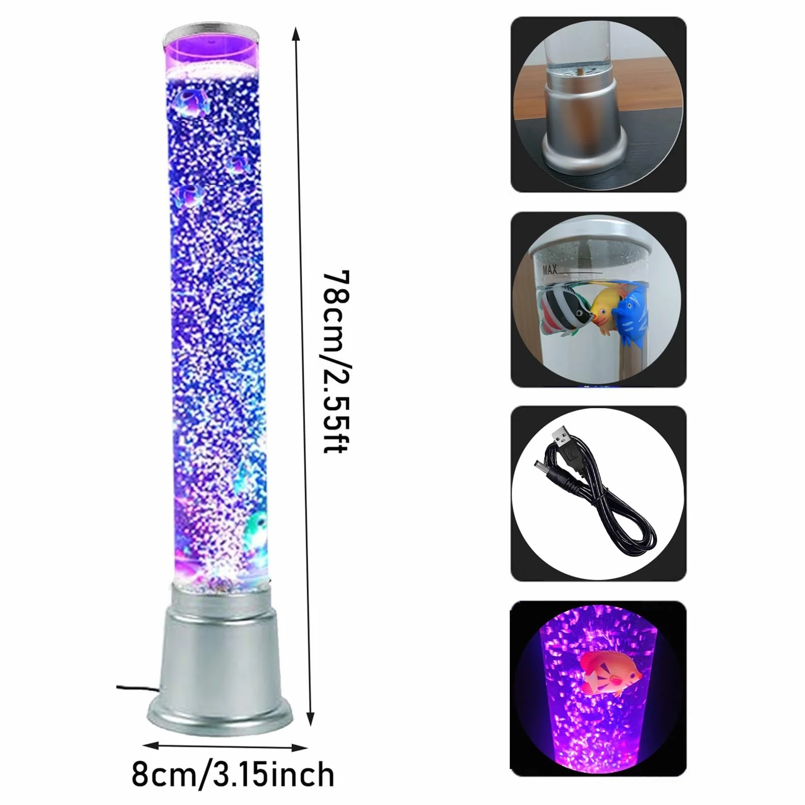 Lámpara de Lava LED con 7 Luces Cambiantes de Color para Acuario, Regalos Sensoriales