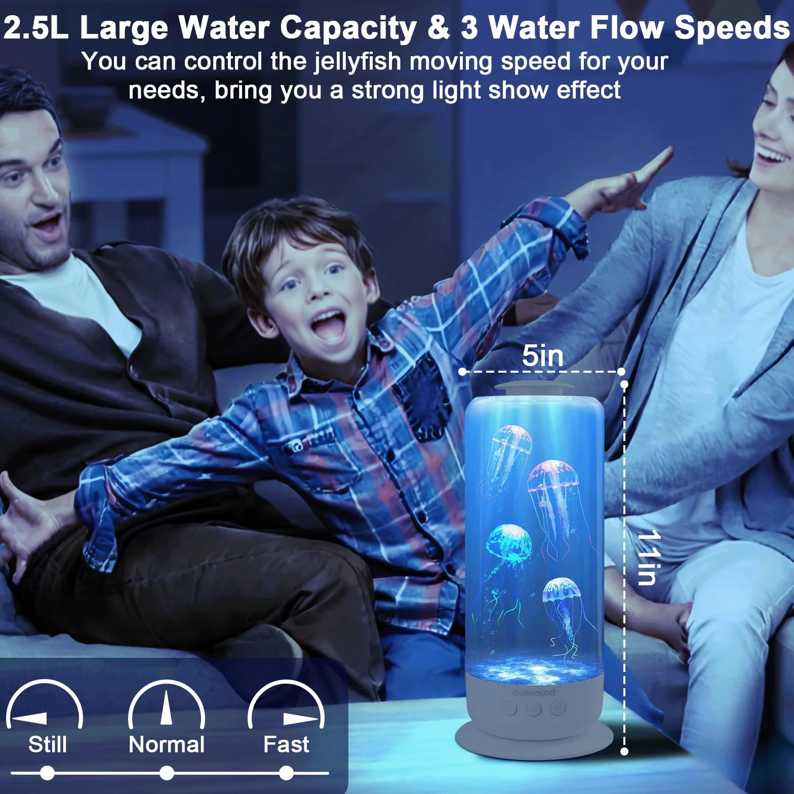 BestYiJo Lampara Medusa Lampara de Lava, Acuario 2.5 Litro Carga USB, Acuario de Medusas Decolorado LED, con Control de Velocidad y 2 Modos de luz, Luces de Atmósfera de Oficina Familiar (Blanco)