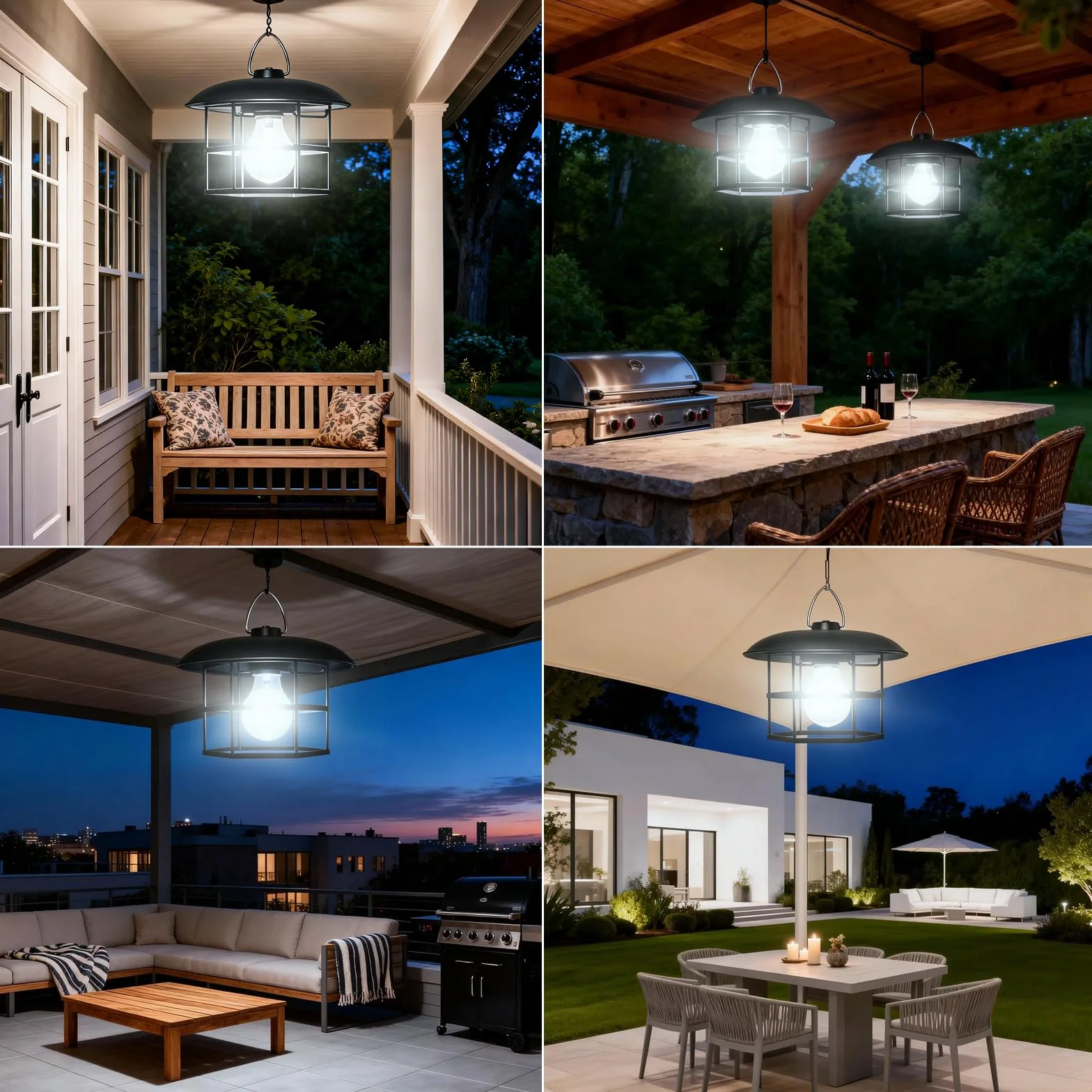 Lámpara Solar Colgante Exterior -3000ML Luz solar exterior con Cuerda de Tracción, Luces Solares Colgantes con 3 Modes, IP65 Impermeable, Lampara solar Exteriors para Jardín Patio Pérgola