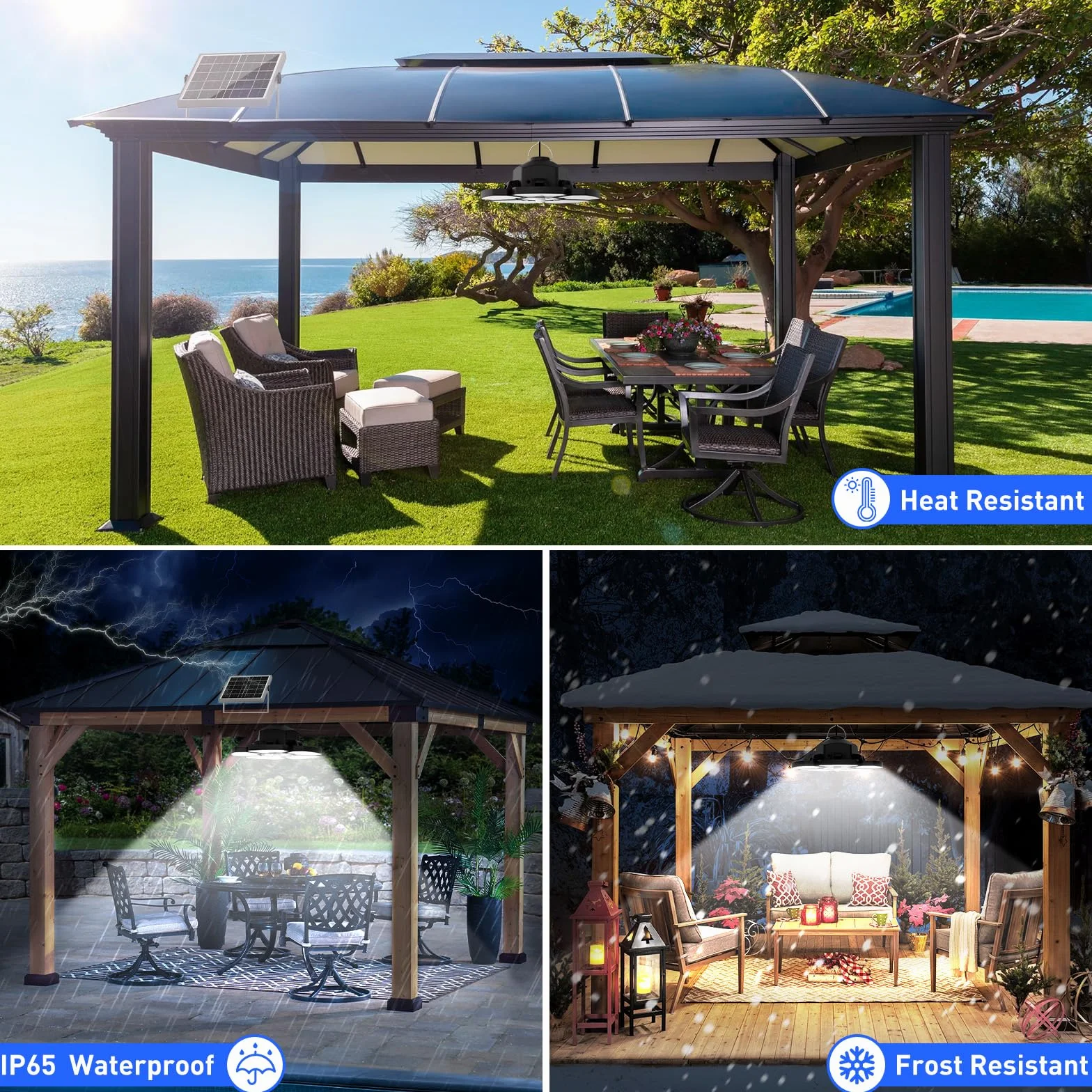 NATPOW Lámparas Colgantes Solares Exterior con Sensor Movimiento, Luz Solar Exterior con Mando Distancia, Lámpara Colgante Interior, 4 Brillo,Temporizador, Cable 5m para Casa Jardín Garaje Balcón