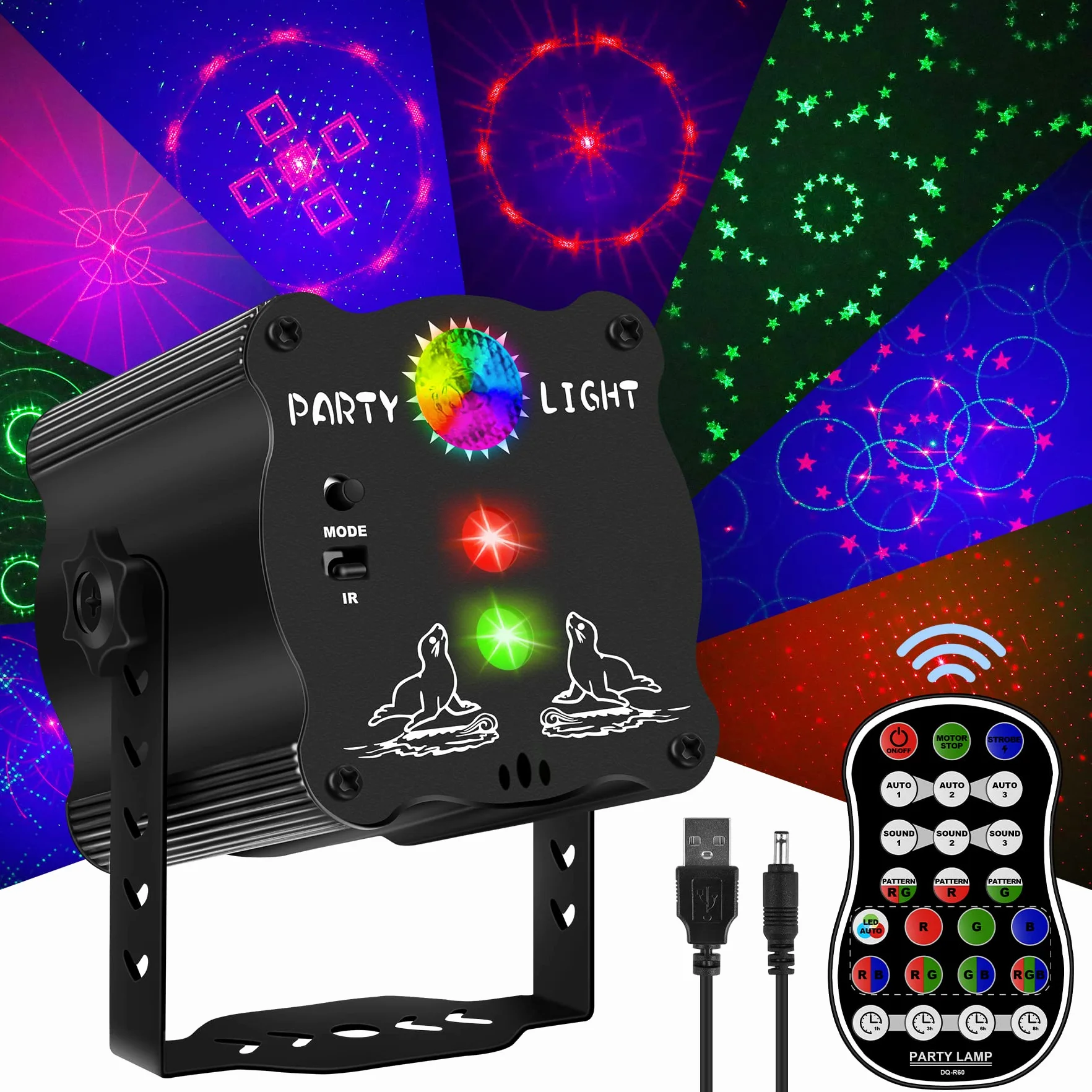 Bola de discoteca LED controlada por música, con mando a distancia, bola de discoteca con cable USB, función de temporización, luces RGB para fiestas