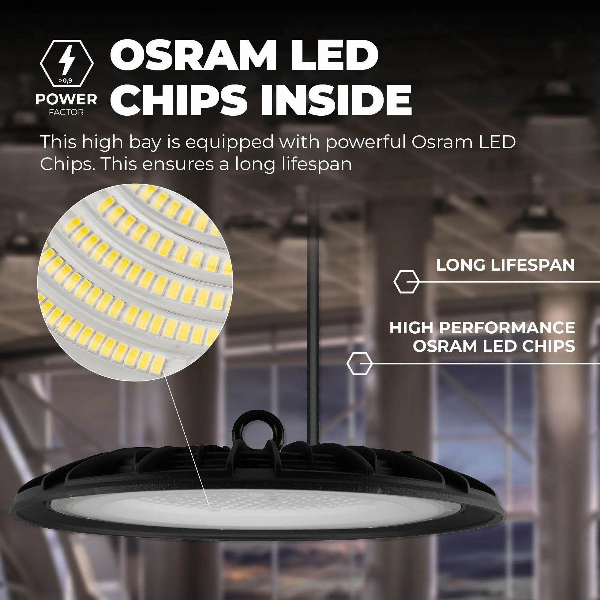 Ledvion LED High Bay Sensor Regulable 150W 110lm/W 22000Lm 6000K IP65 Lámpara UFO