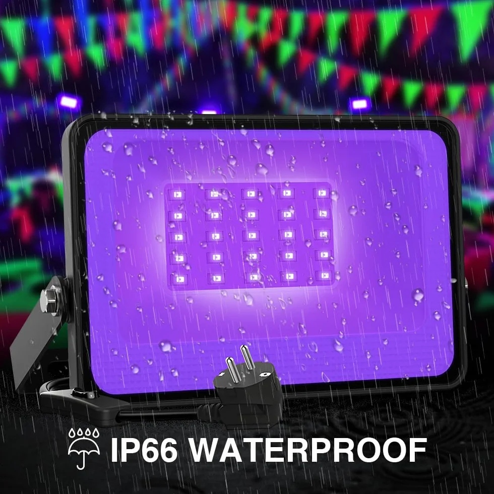 Onforu 2 Pack 30 W Luz UV, Foco UV Ultravioleta, Luz Negra Impermeable IP66, Fluorescente Lámpara de Escenario Blacklights para Halloween Bar Club DJ Discoteca Fiesta Pinta Corporal Gimnasio