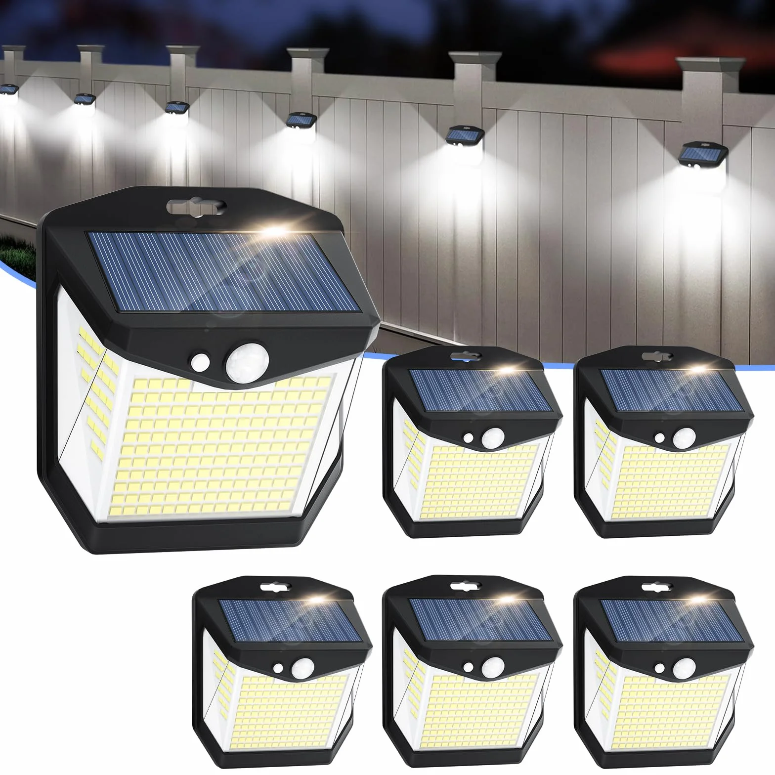 Luces Solares LED Exterior con Sensor de Movimiento 270° 6 Paquete IP65 Impermeable 248 LED