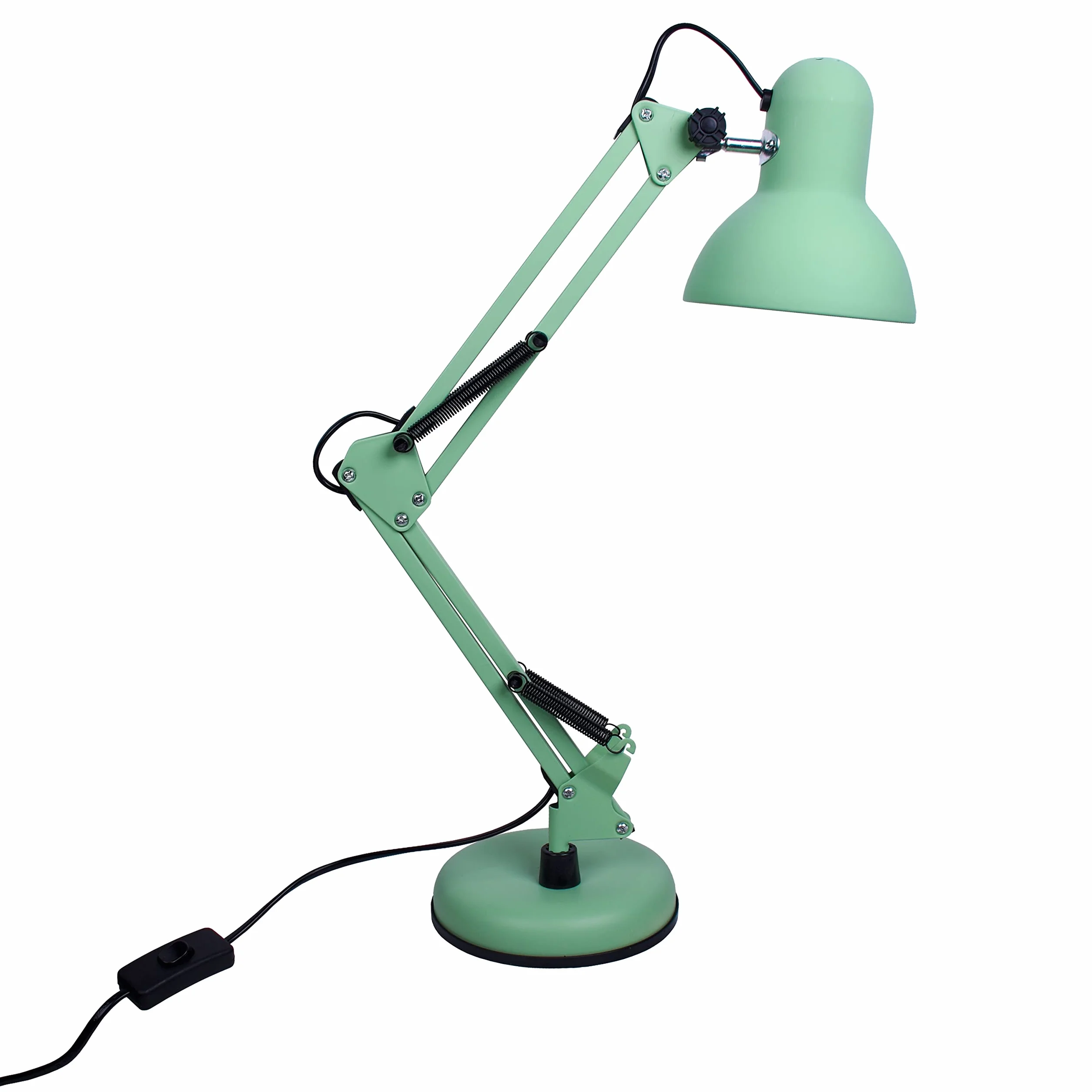 BEL AIR HOME - Lámpara de Escritorio LED Articulada Flexo Antigona | Diseño Vintage Retro | Altura Ajustable 34-67 cm | Metal Resistente | Ideal para Oficina y Hogar, (VERDE MATE)